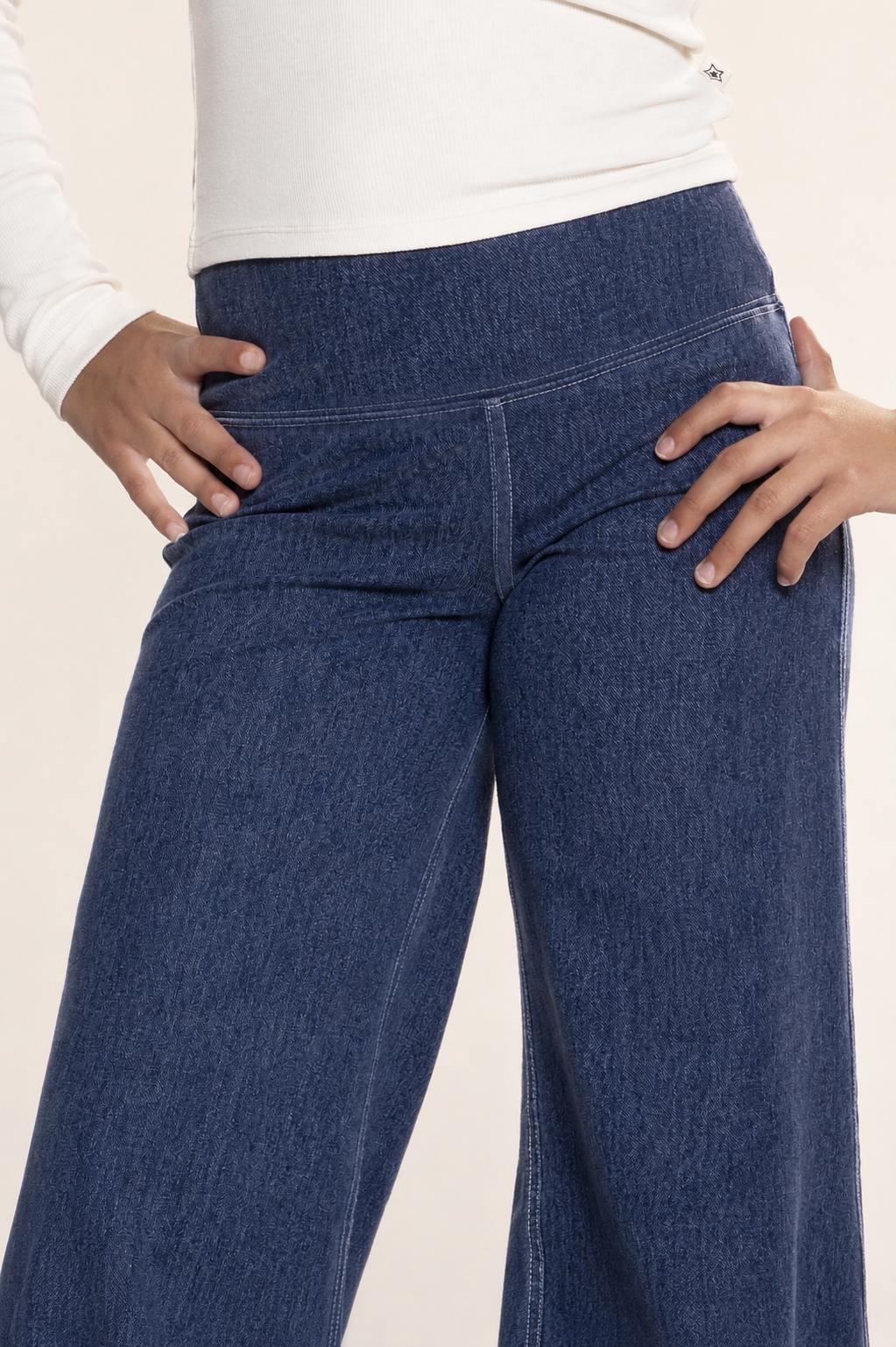 Super Stretch Soft Denim Wide Leg Jegging - Light Blue Denim Floral - NEW!