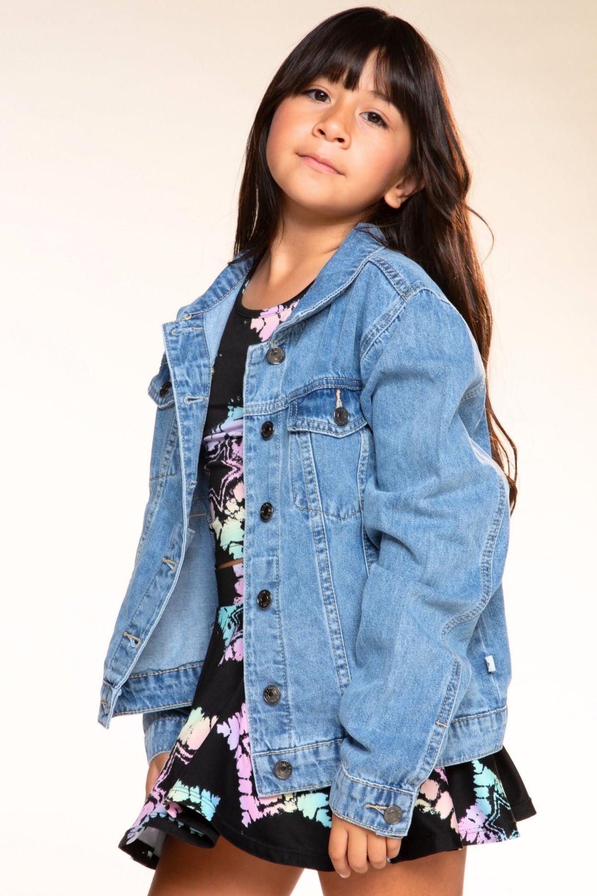 The Perfect Denim Jacket - Medium Blue Wash Pink Floral - NEW!