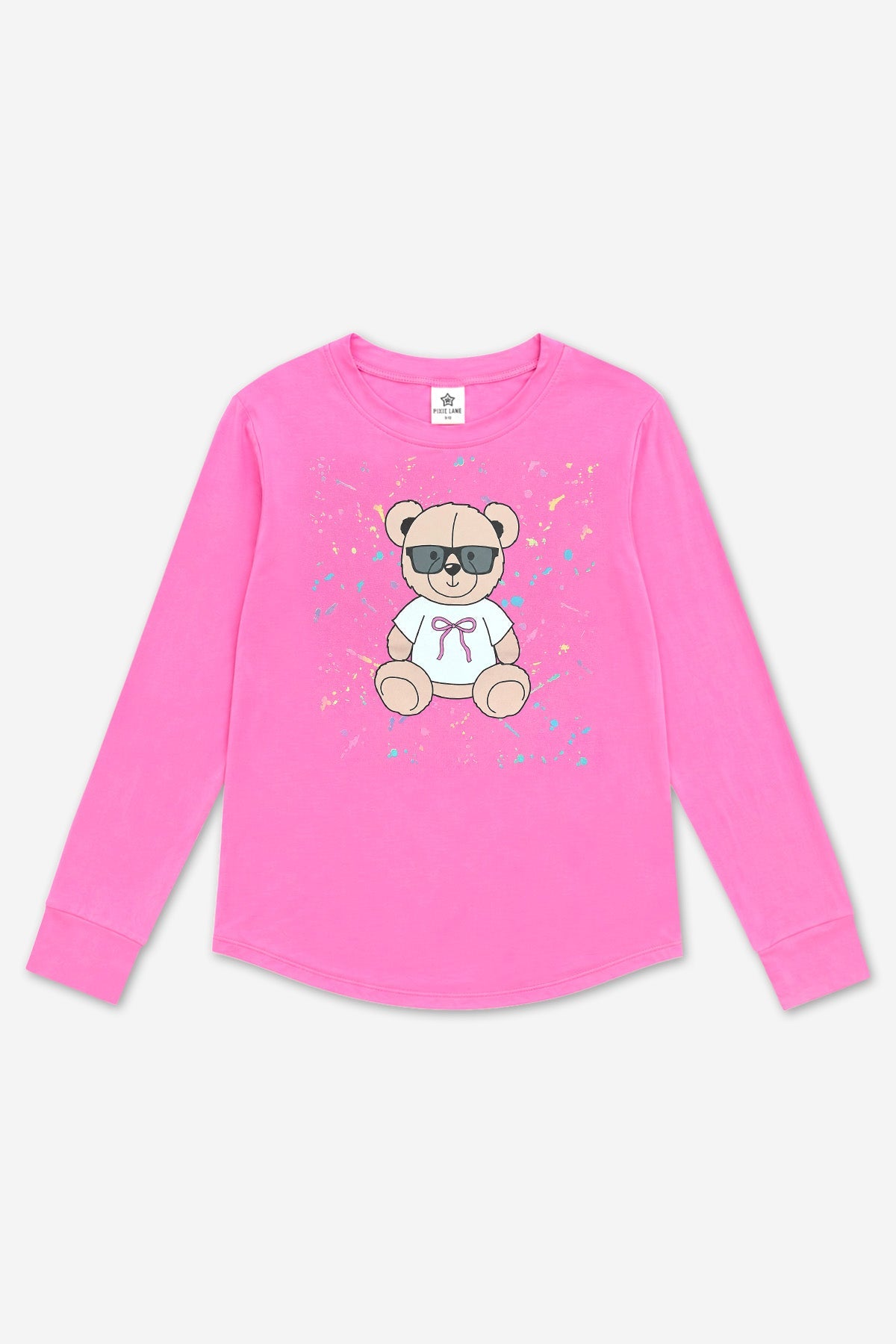Modal Long Sleeve Shirttail Top - Pink Rainbow Star