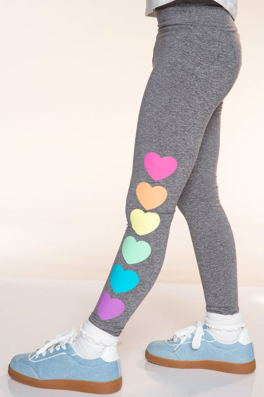 Simply Soft Luxe Mid-Rise Long Legging in Heather Grey Rainbow Heart