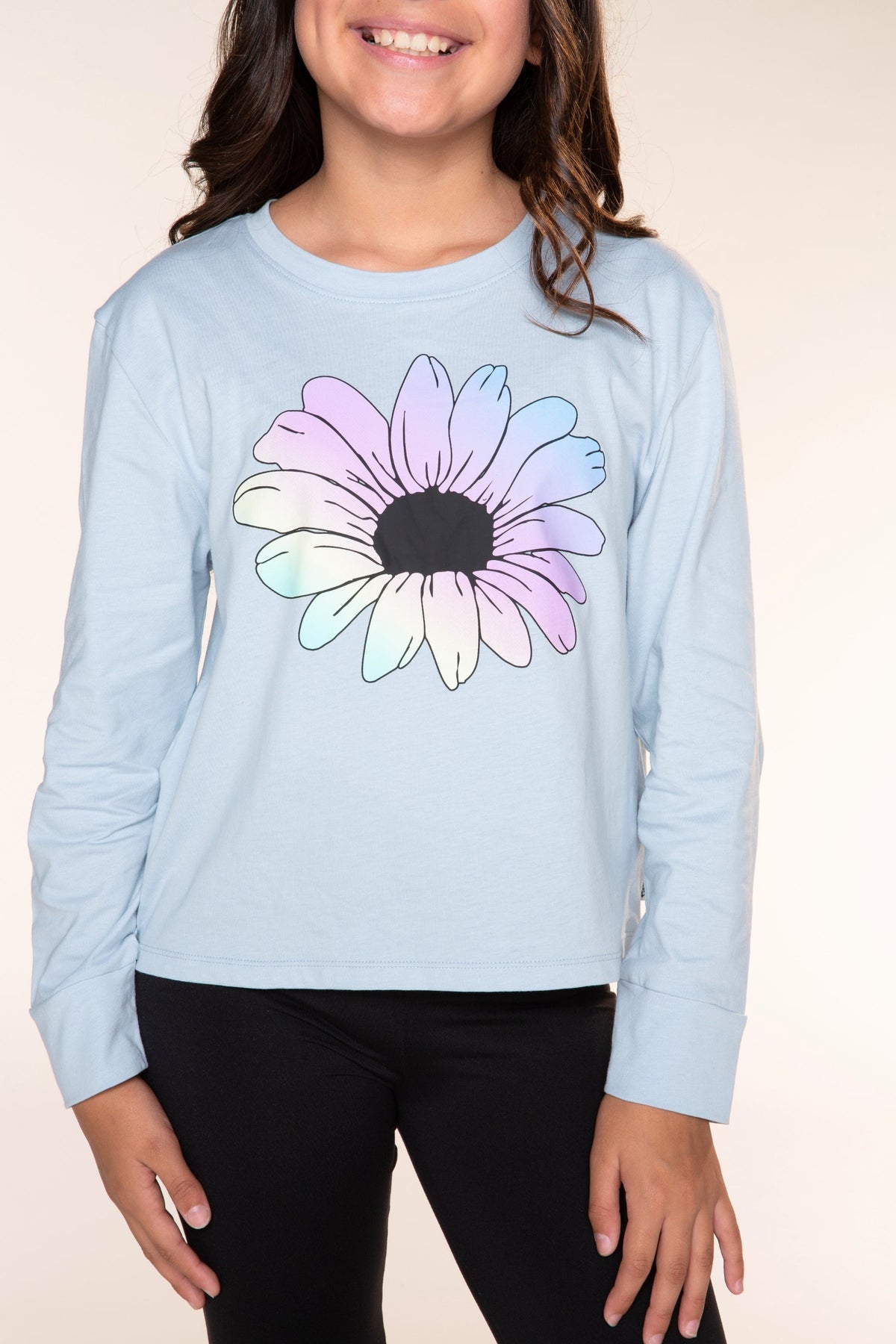 Washed Cotton Long Sleeve Easy Tee - Charcoal Pink Sketch Emojis - NEW!