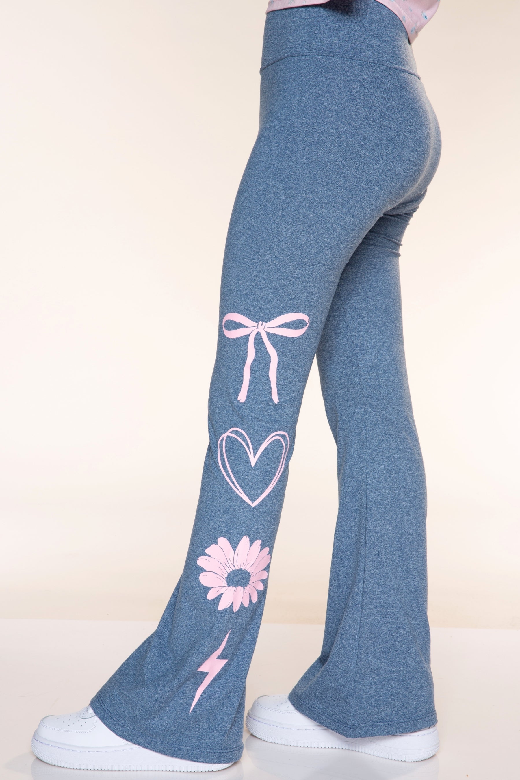 Simply Soft Luxe Flare Legging - Vintage Denim Light Pink Emoji - NEW!