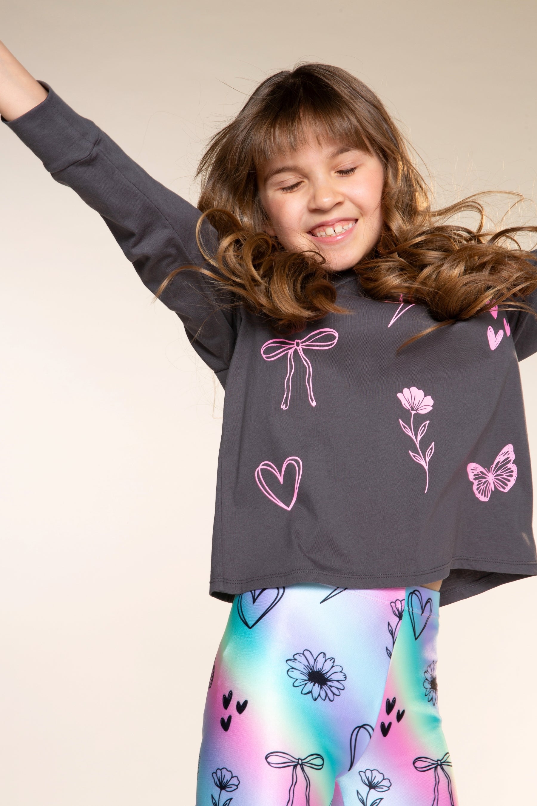 High Shine Long Legging - Pastel Rainbow Sketch Emoji - NEW!