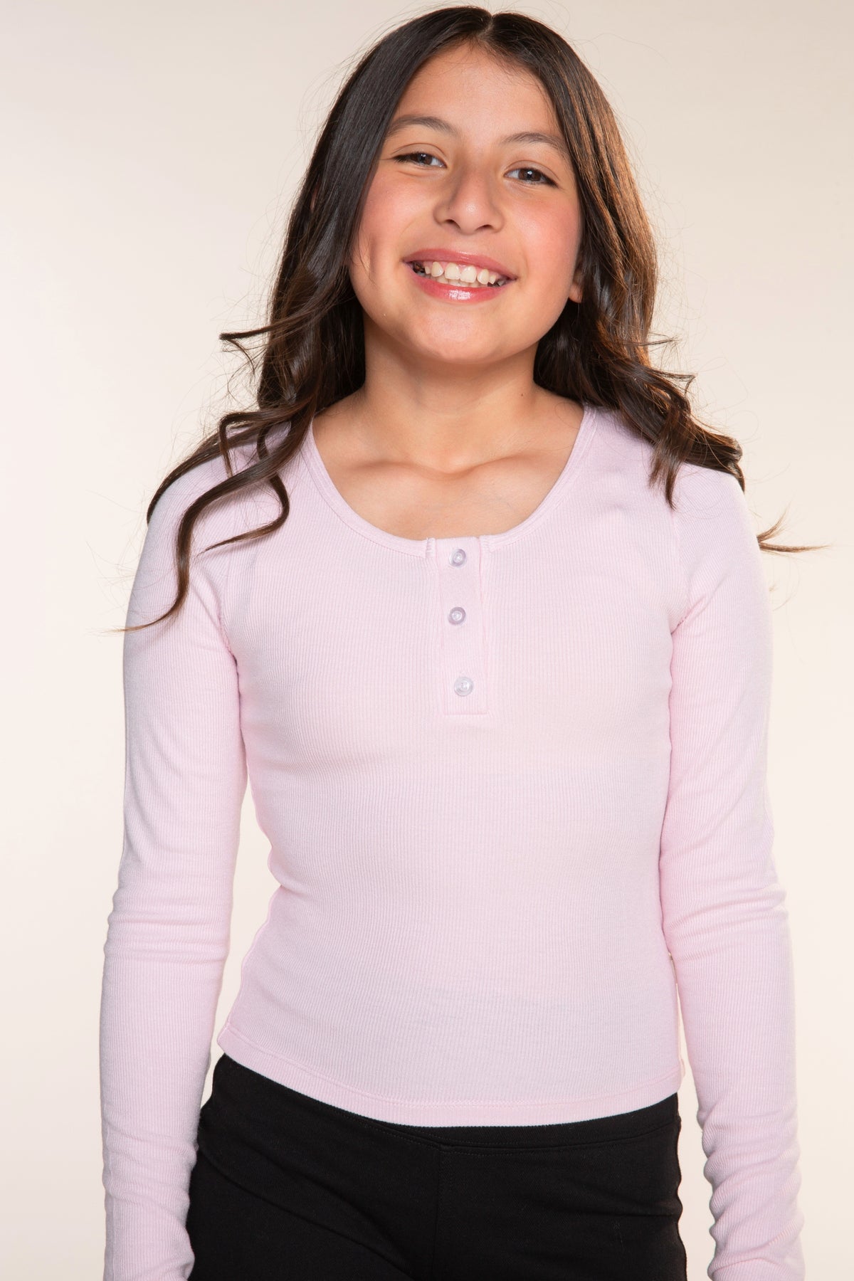 5-Pack Ultra-Soft Rib Fitted Henley - Black | Powder Pink | Powder Blue | Ivory Floral | Powder Pink Floral - NEW!