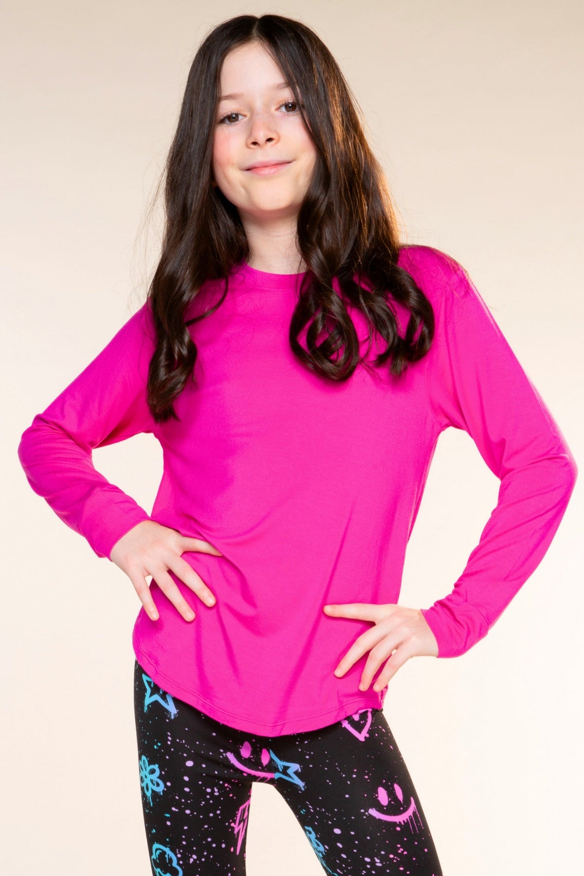 Modal Long Sleeve Shirttail Top - Light Pink - NEW!