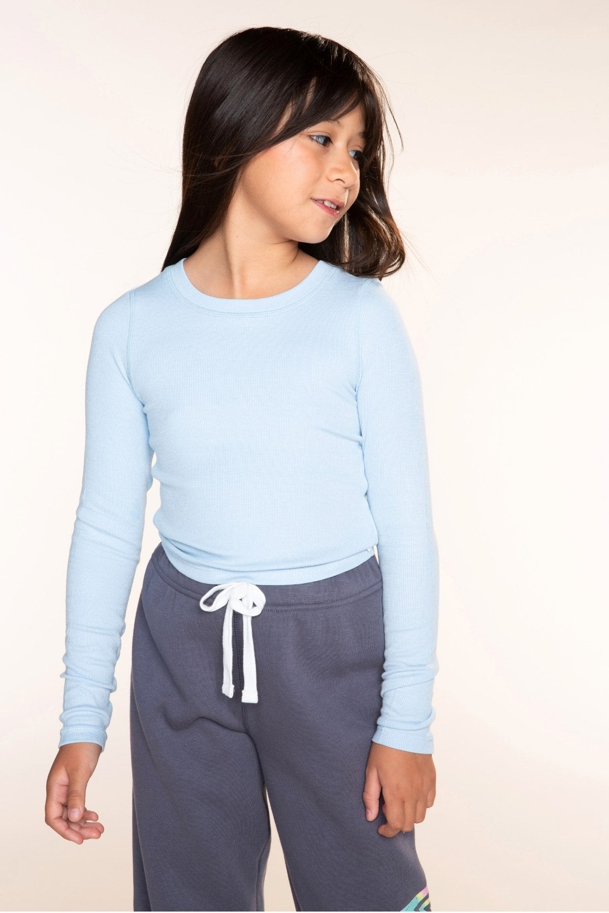 4-Pack Ultra-Soft Ribbed Fitted L/S Tee - Black | Powder Pink | Powder Blue | Oatmeal - NEW!