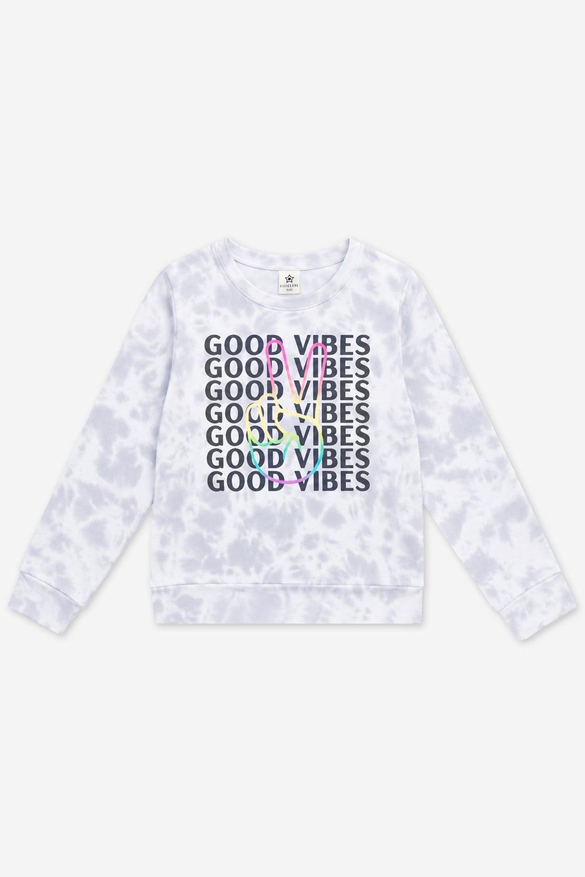 Simply Soft Long Sleeve Crew Top - Black Rainbow Gradient Smile - NEW