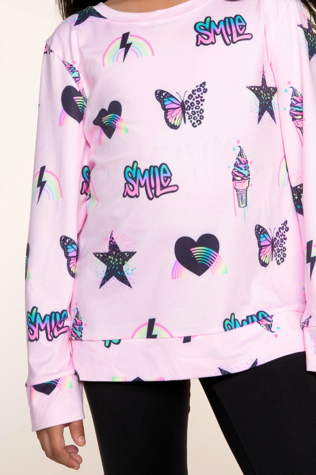 Gift Set - Simply Soft Crew, Legging & Cozy Blanket - Light Pink Multi Rainbow Charms | Black Rainbow Smile Icons - NEW!