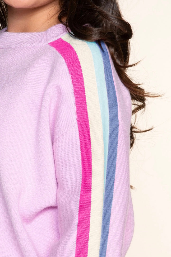Yummy Soft Raglan Sweater - Heather Grey Rainbow Stripe - NEW!