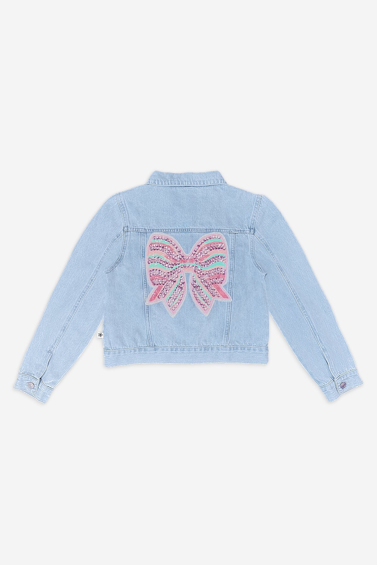 Gemstone Denim Jacket - Lt Denim Pink Bow - NEW!