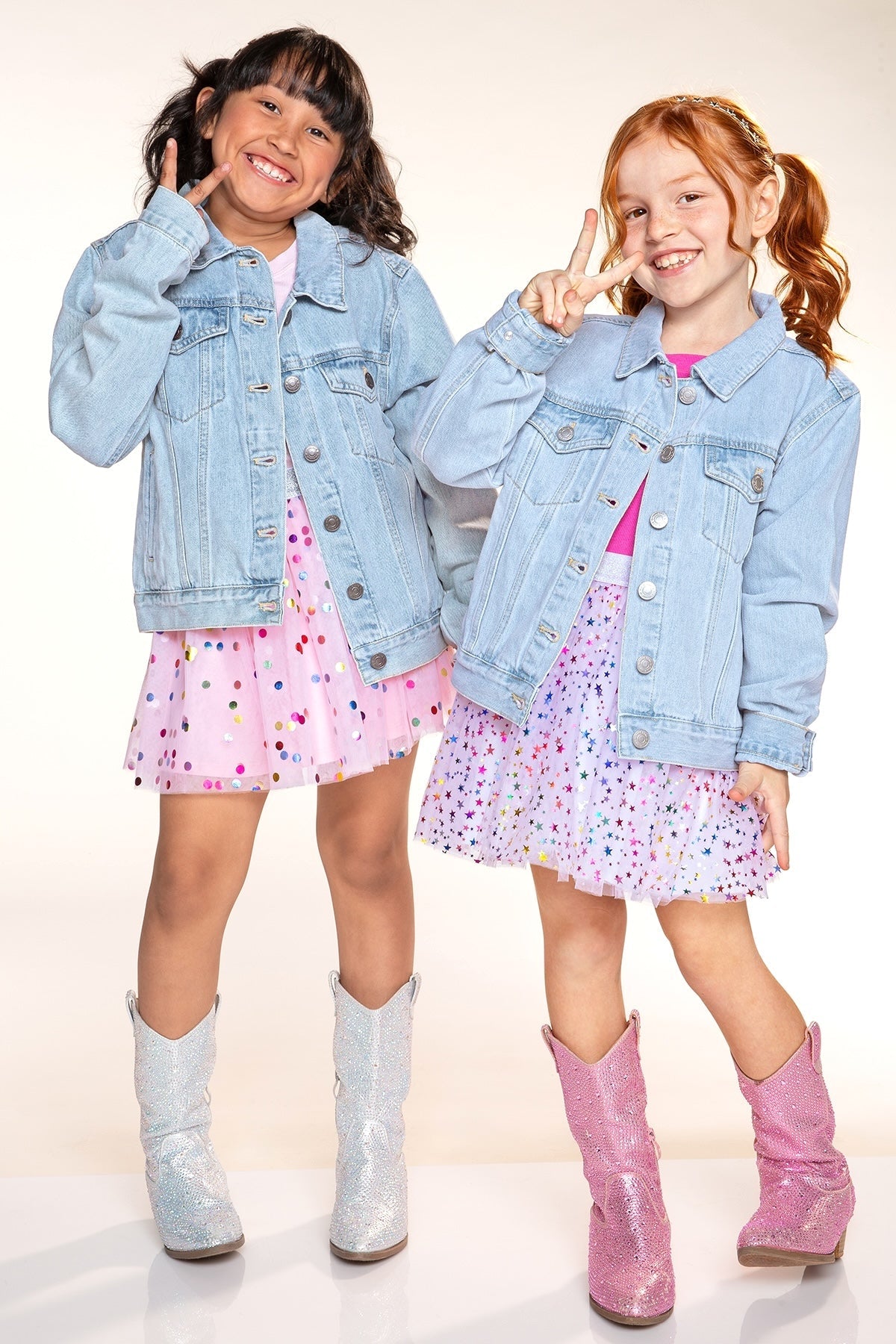 Gemstone Denim Jacket - Lt Denim Pink Bow - NEW!