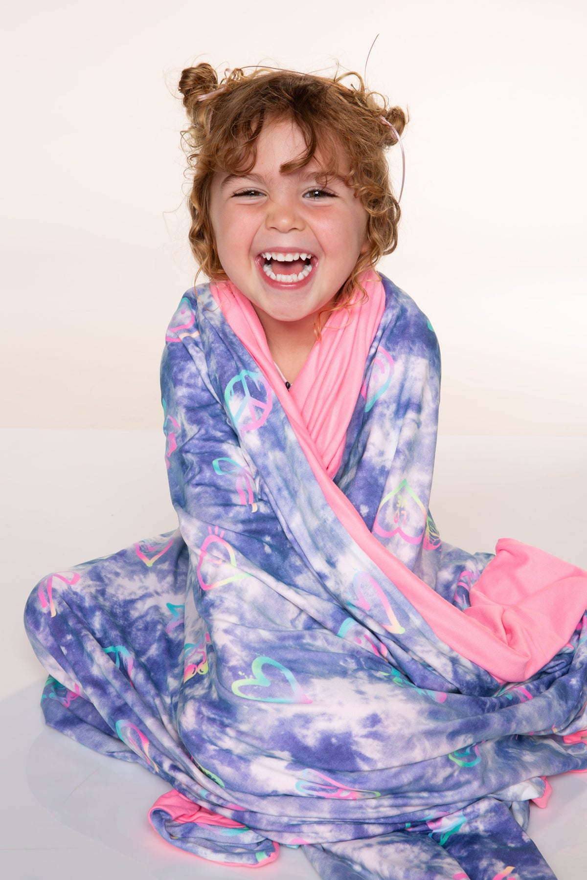 Simply Soft Reversible Blanket - Light Blue Pink Bow - NEW