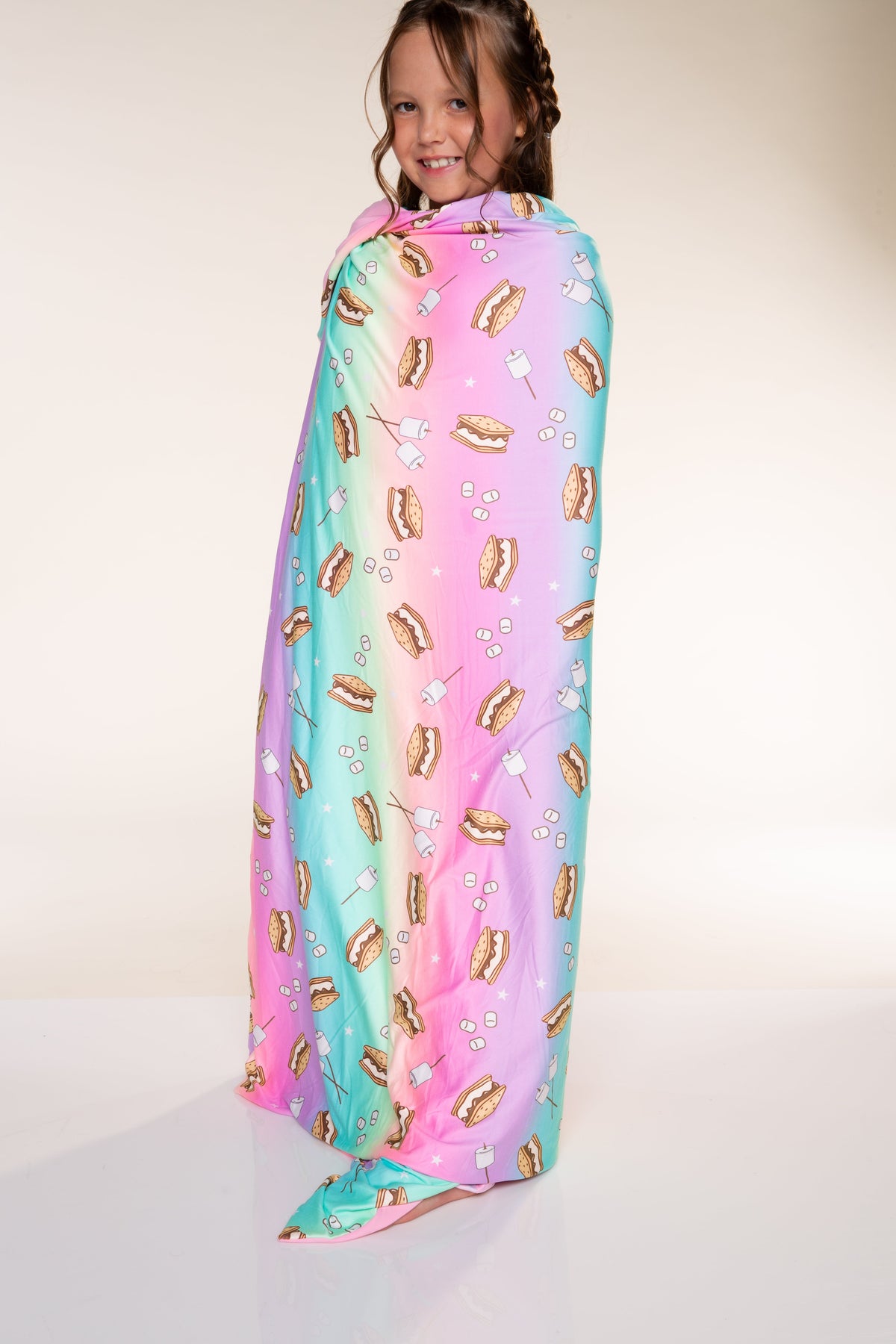 Simply Soft Reversible Blanket - Light Blue Pink Bow - NEW