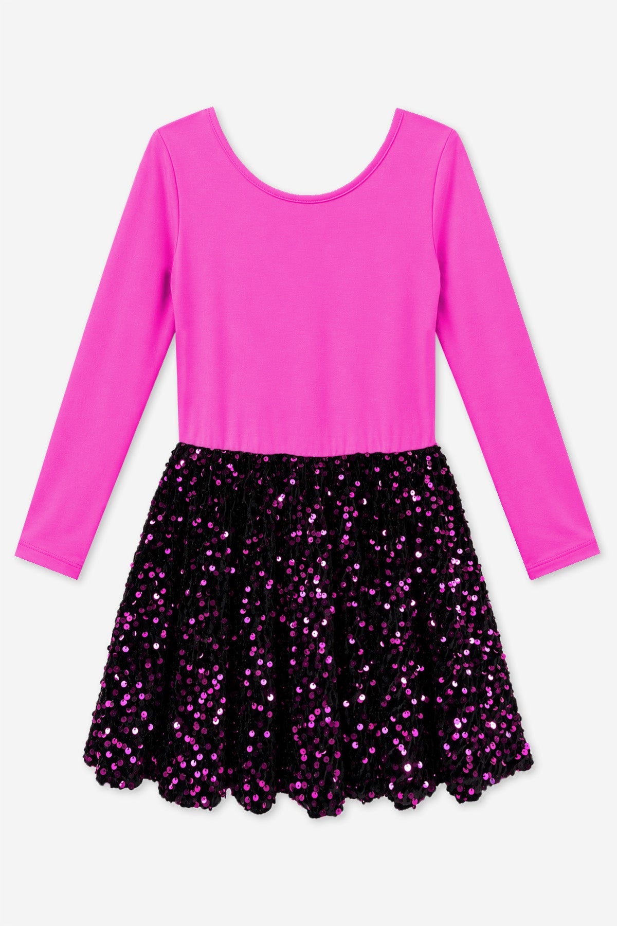 Simply Soft Long Sleeve Sequin Be Happy Dress - Hot Pink Black Sequin - NEW!