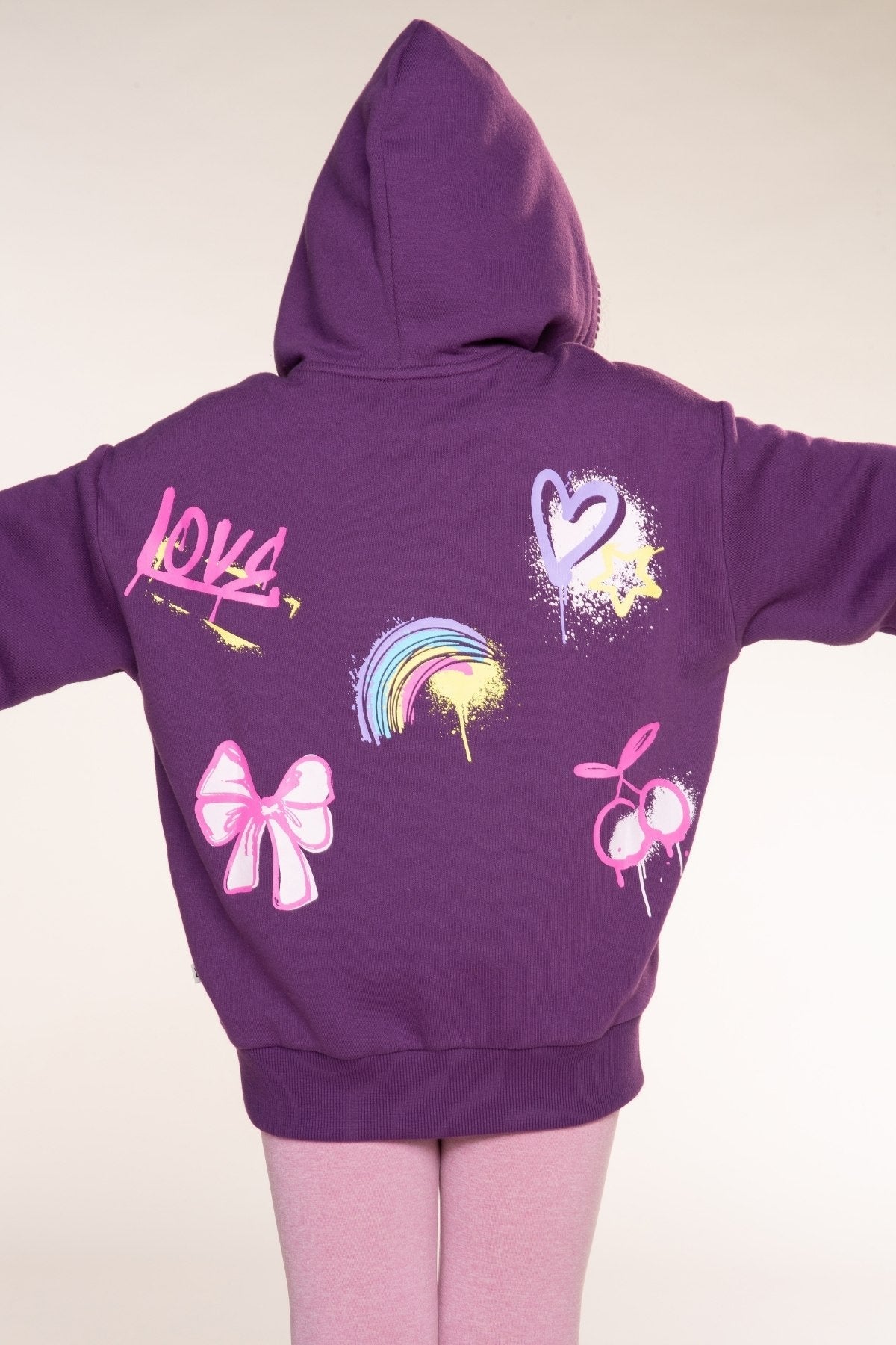 Butter French Terry Oversized Hoodie - Dk Purple Rainbow Graffiti - NEW!