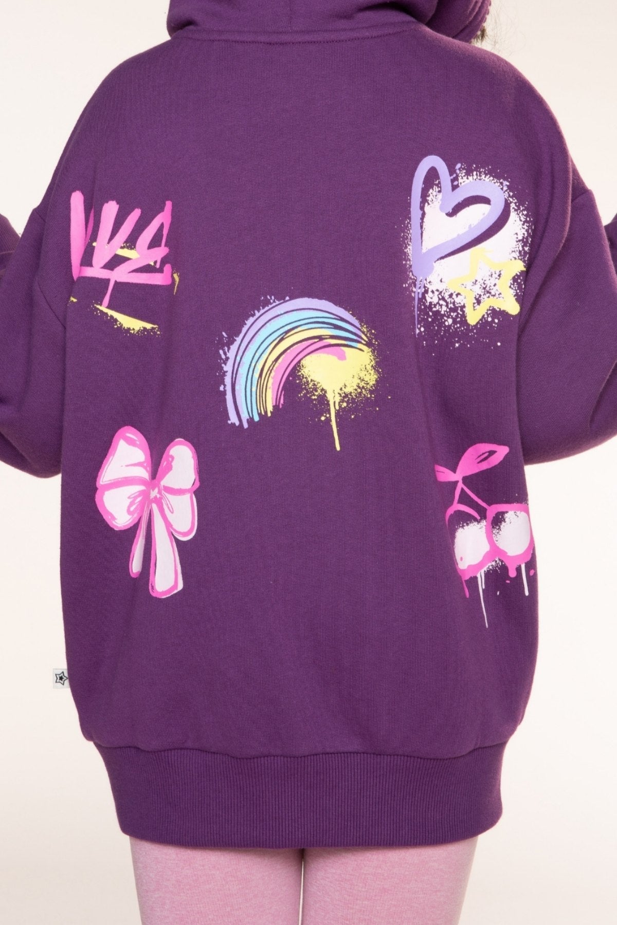 Butter French Terry Oversized Hoodie - Dk Purple Rainbow Graffiti - NEW!