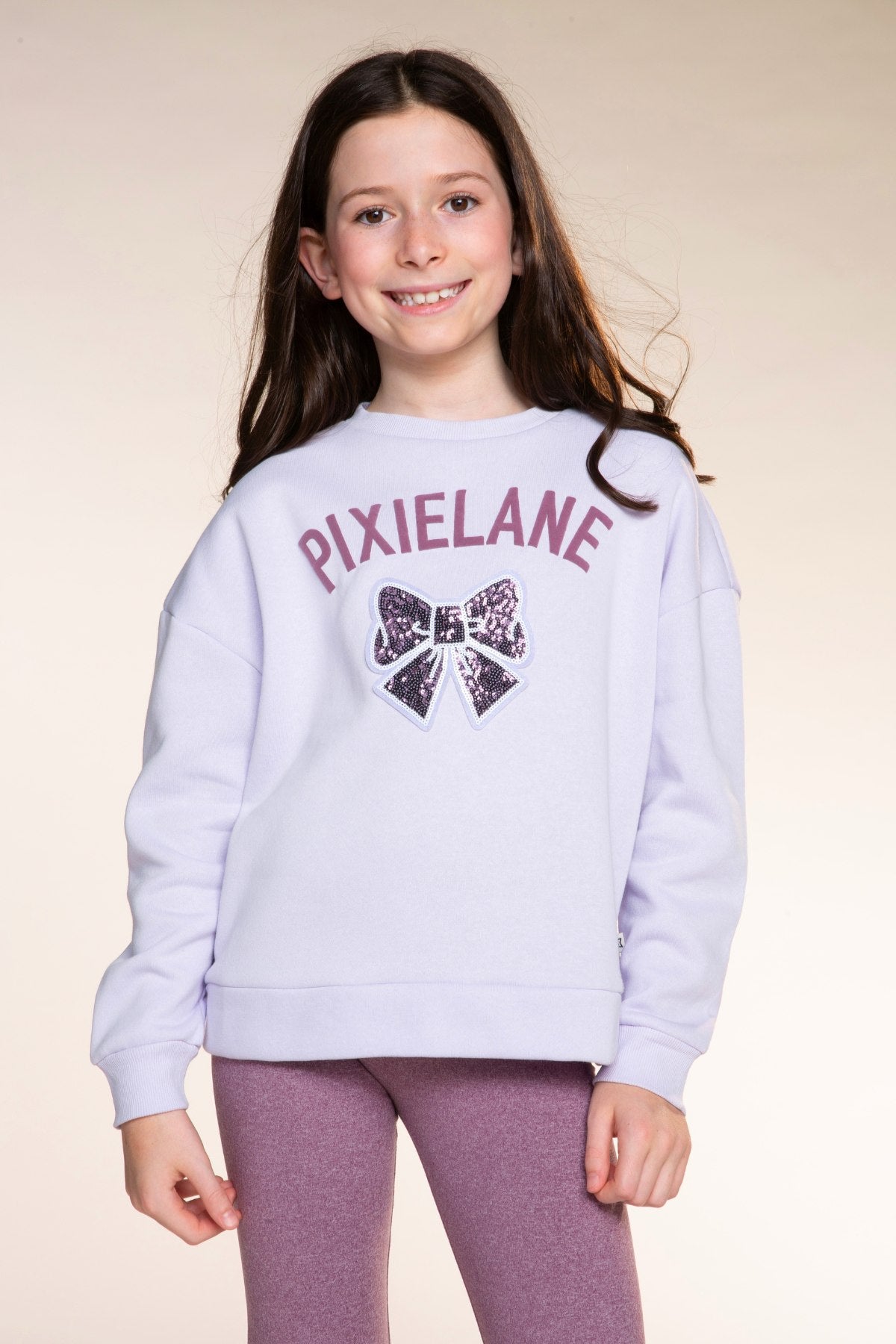 Cloud Soft French Terry Heavyweight Long Sleeve Crew Sweatshirt - Heather Grey PixieLane Sequin Smile - NEW!