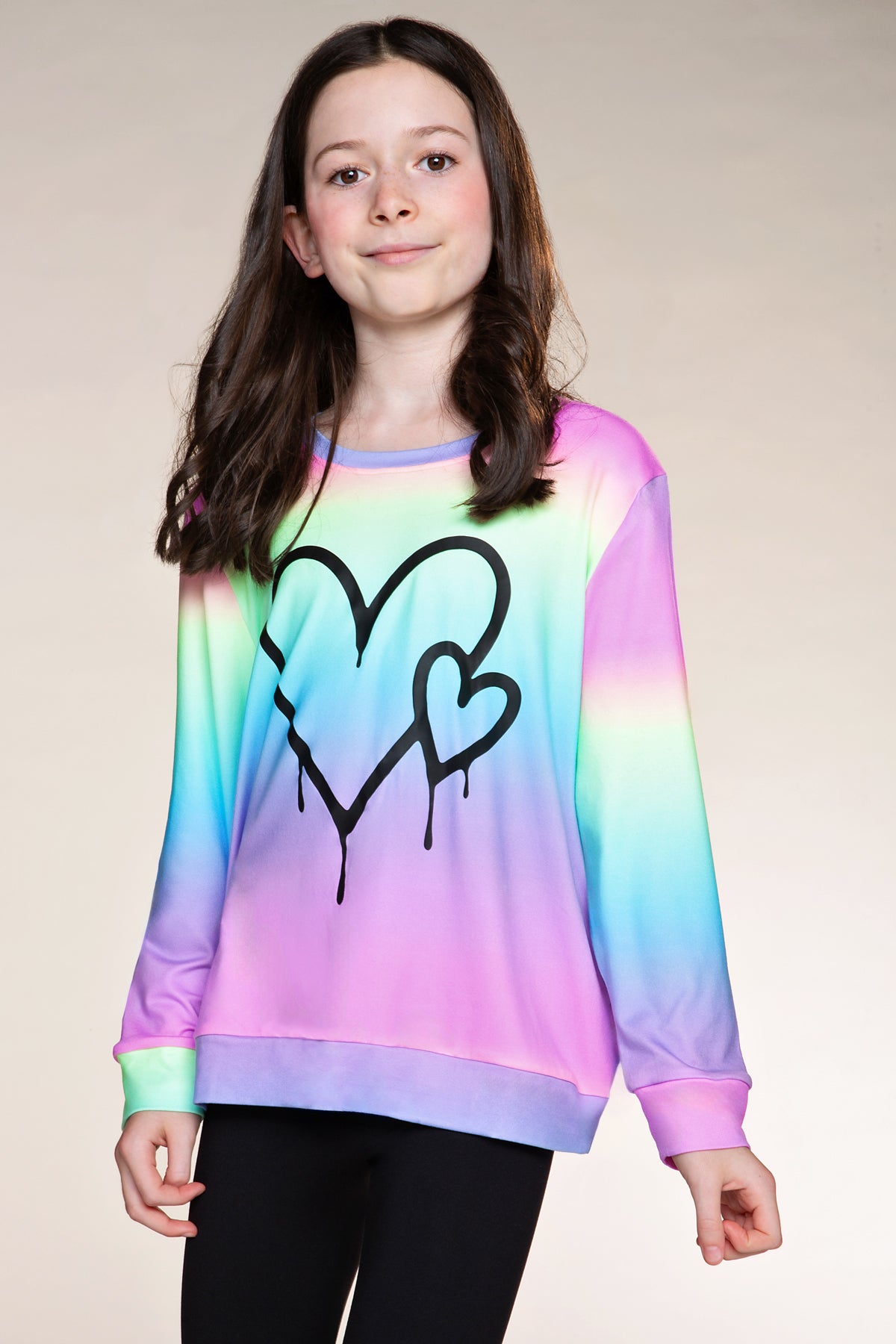 Simply Soft Long Sleeve Crew Top & Long Legging Set - Black Rainbow Tie Dye Star - NEW!