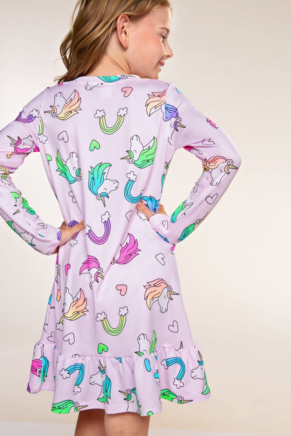 Simply Soft Long Sleeve Ruffle Lounge Dress - Dusty Pink Sticker Emojis