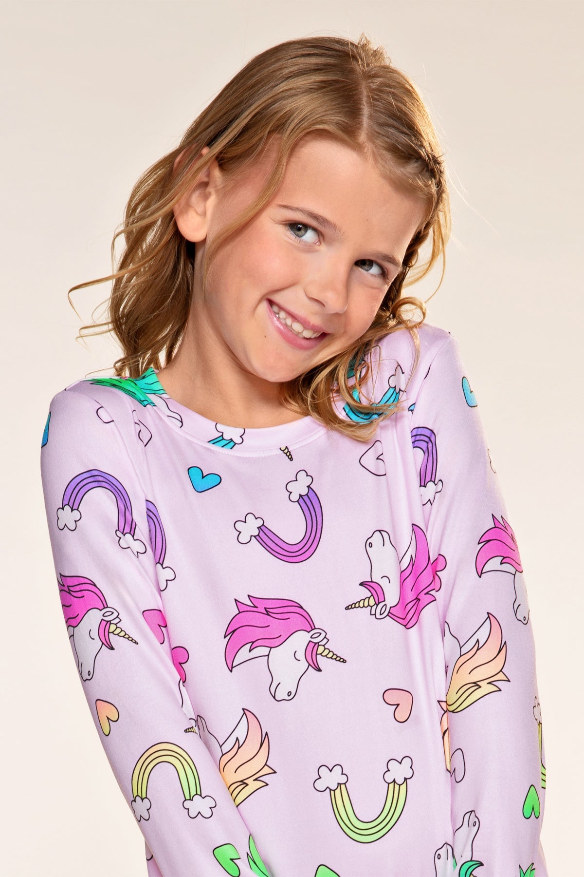 Simply Soft Long Sleeve Ruffle Lounge Dress - Neon Hot Pink Rainbow Gummy Bear - NEW!