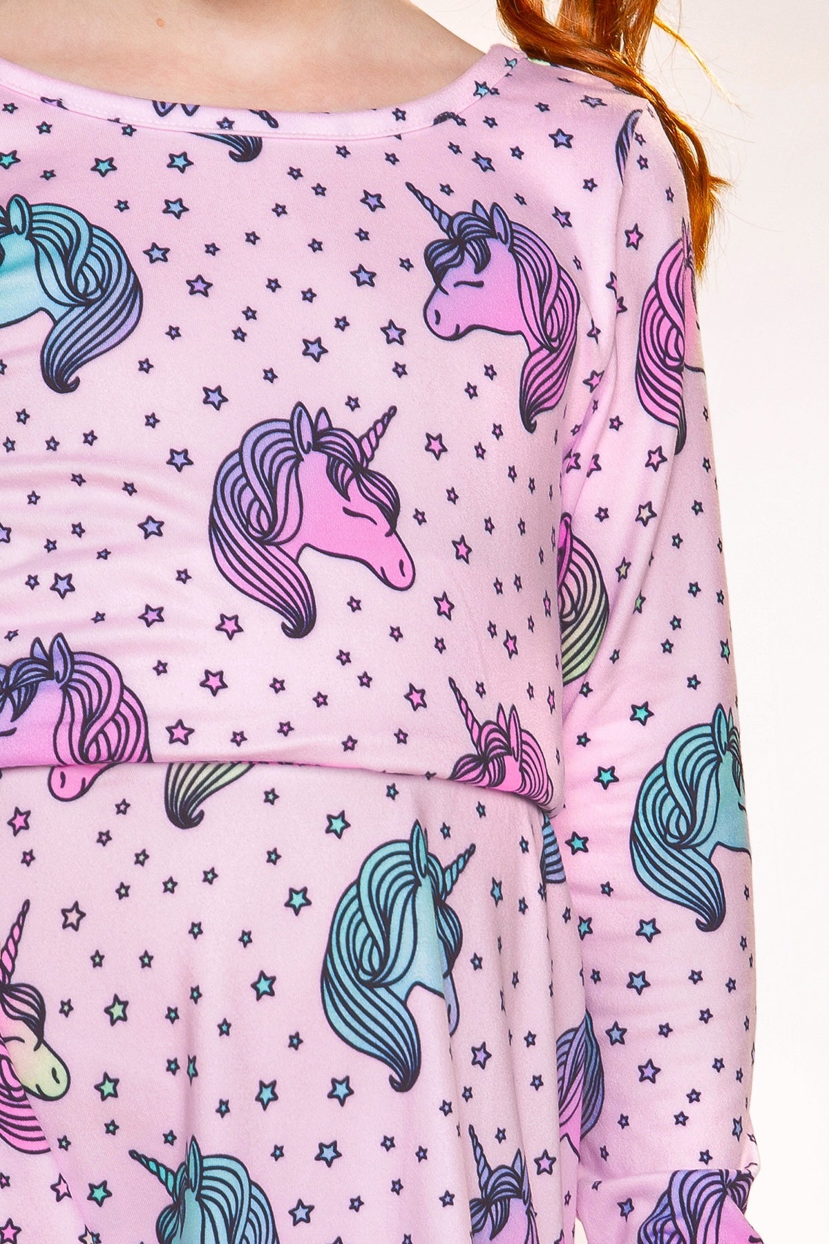 Simply Soft Long Sleeve Skater Dress - Pink Rainbow Unicorn - NEW!