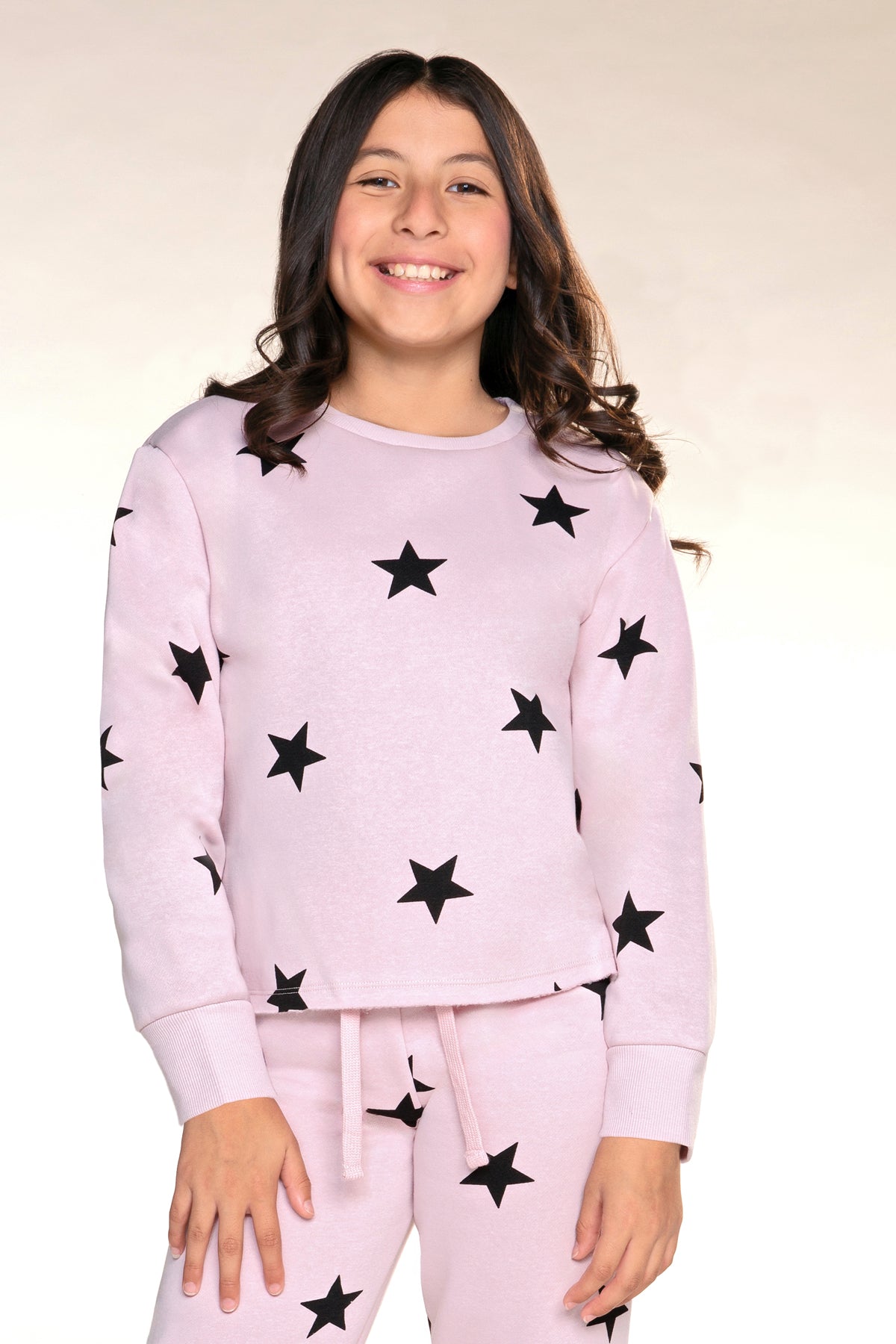 Cloud Soft French Terry Easy Crew Sweatshirt - Vintage Rose Stars - NEW!