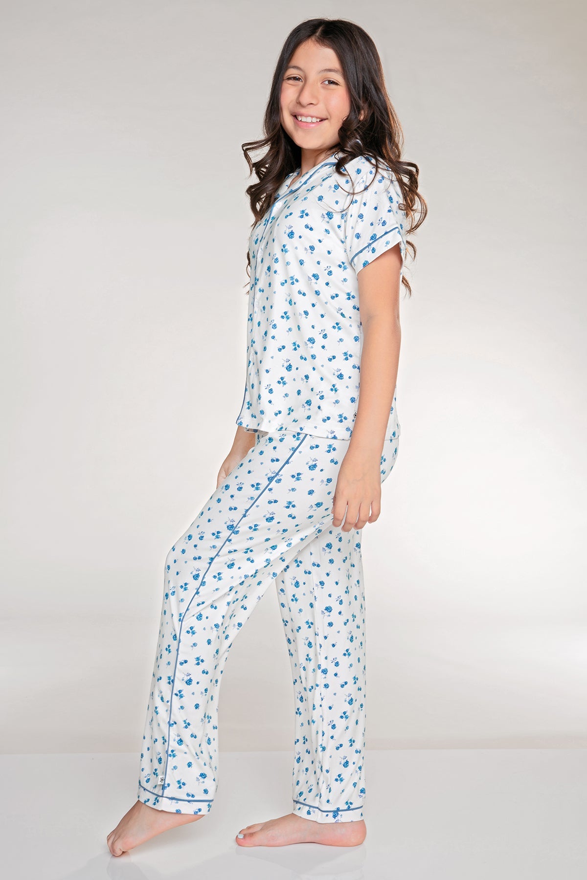 Simply Soft Button Down Tee & Karate Pant - Ivory Denim Floral - NEW!