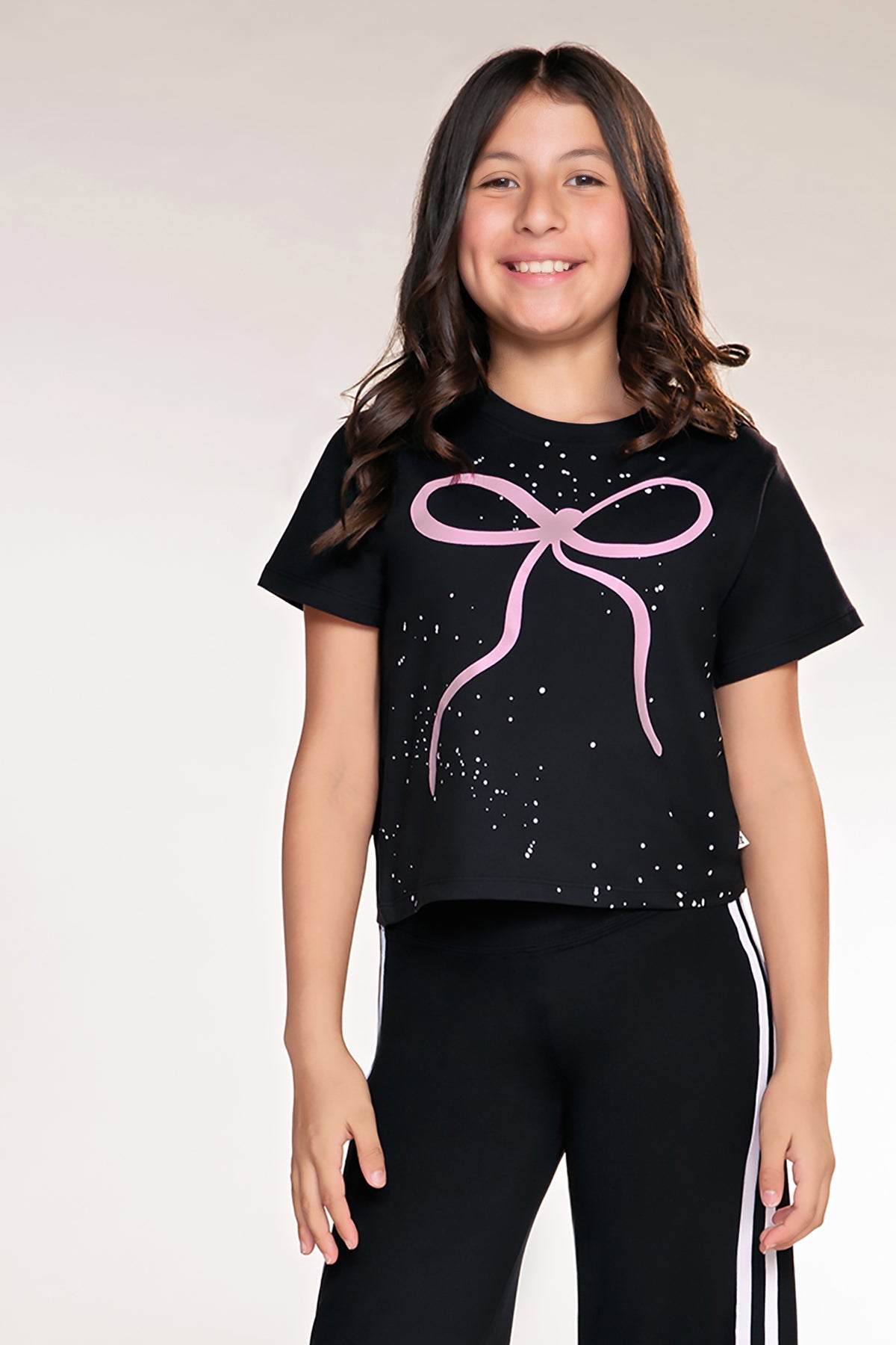 Simply Soft Easy Tee - Black Pink Bow Splatter - NEW!