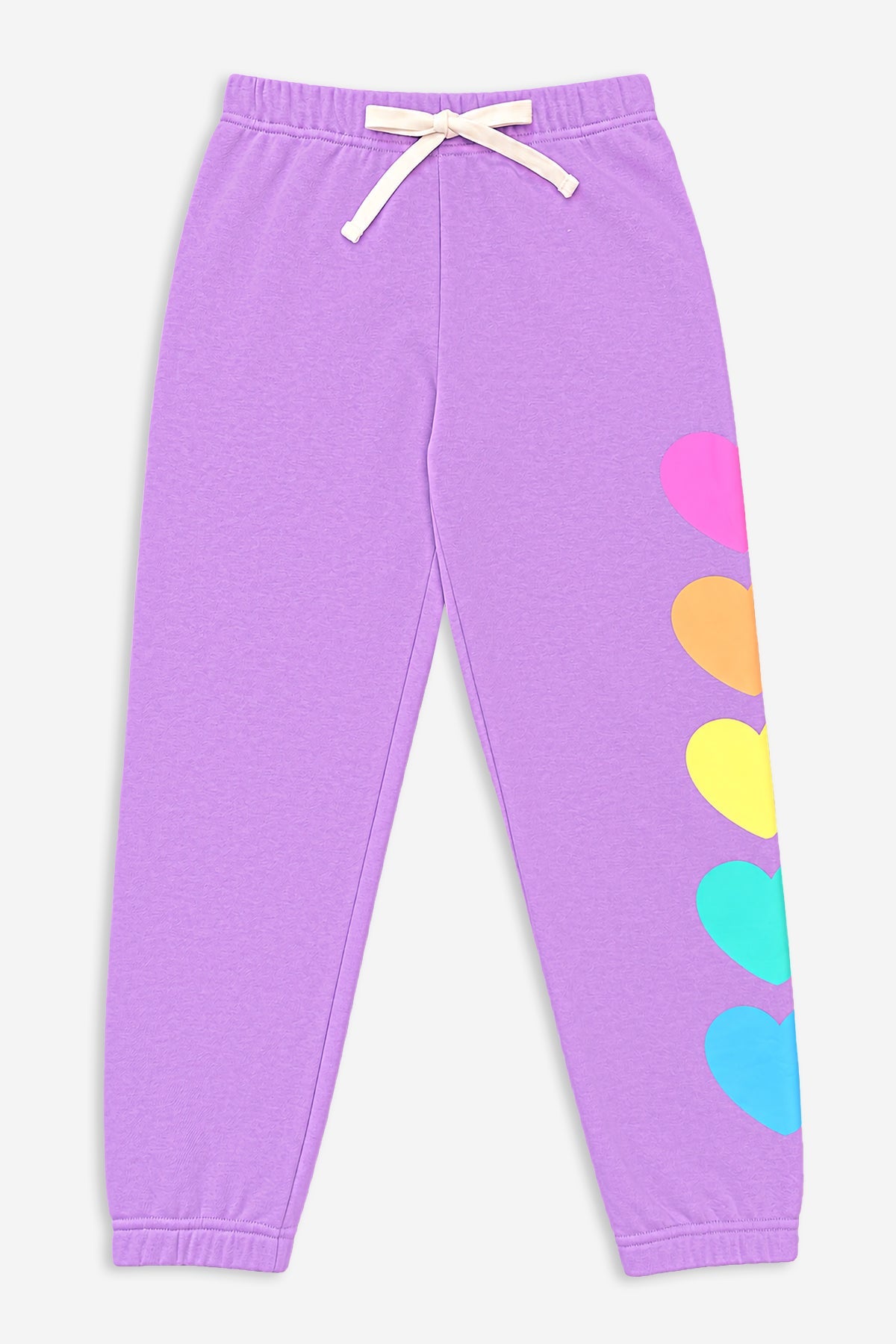 Cloud Soft French Terry Sweatpant - Neon Purple Rainbow Hearts - NEW!