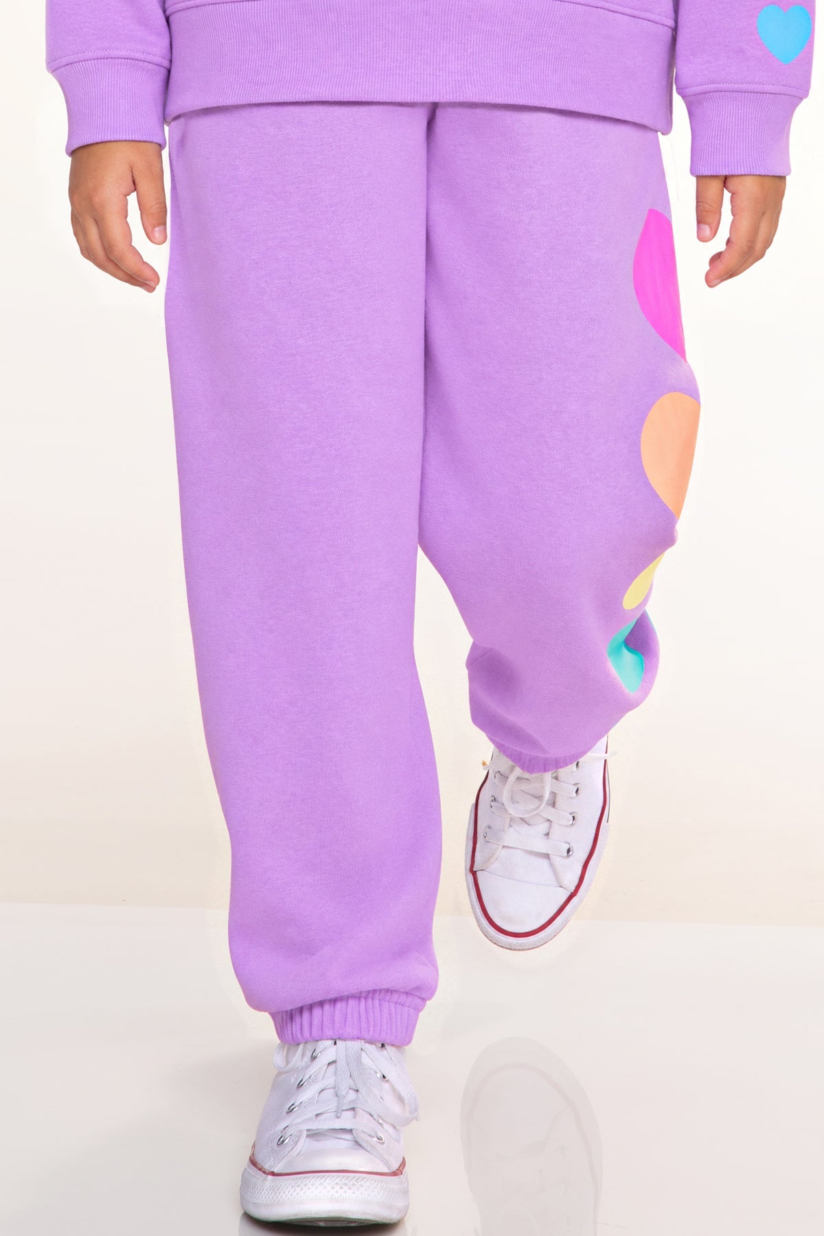 Cloud Soft French Terry Sweatpant - Neon Purple Rainbow Hearts - NEW!