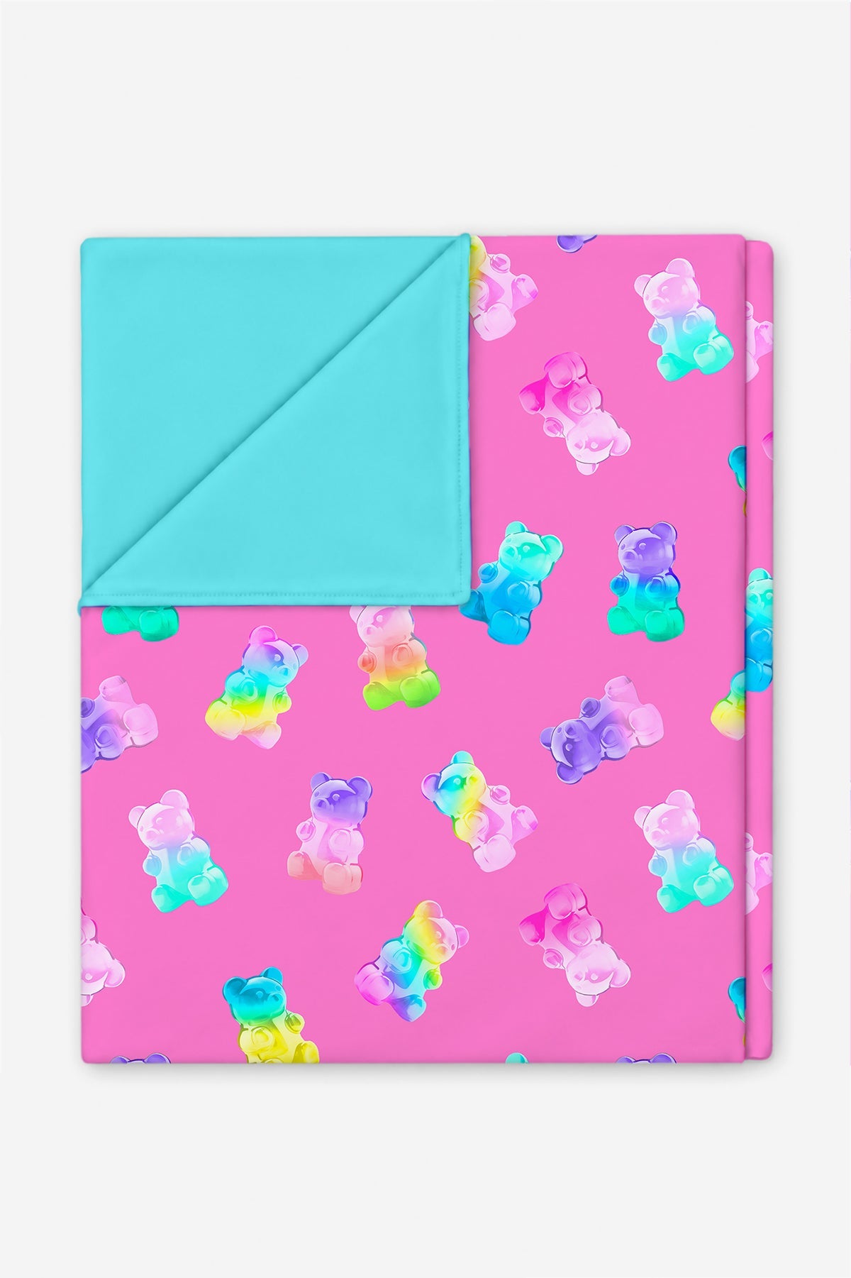 Simply Soft Reversible Blanket - Neon Hot Pink Rainbow Gummy Bear - NEW!
