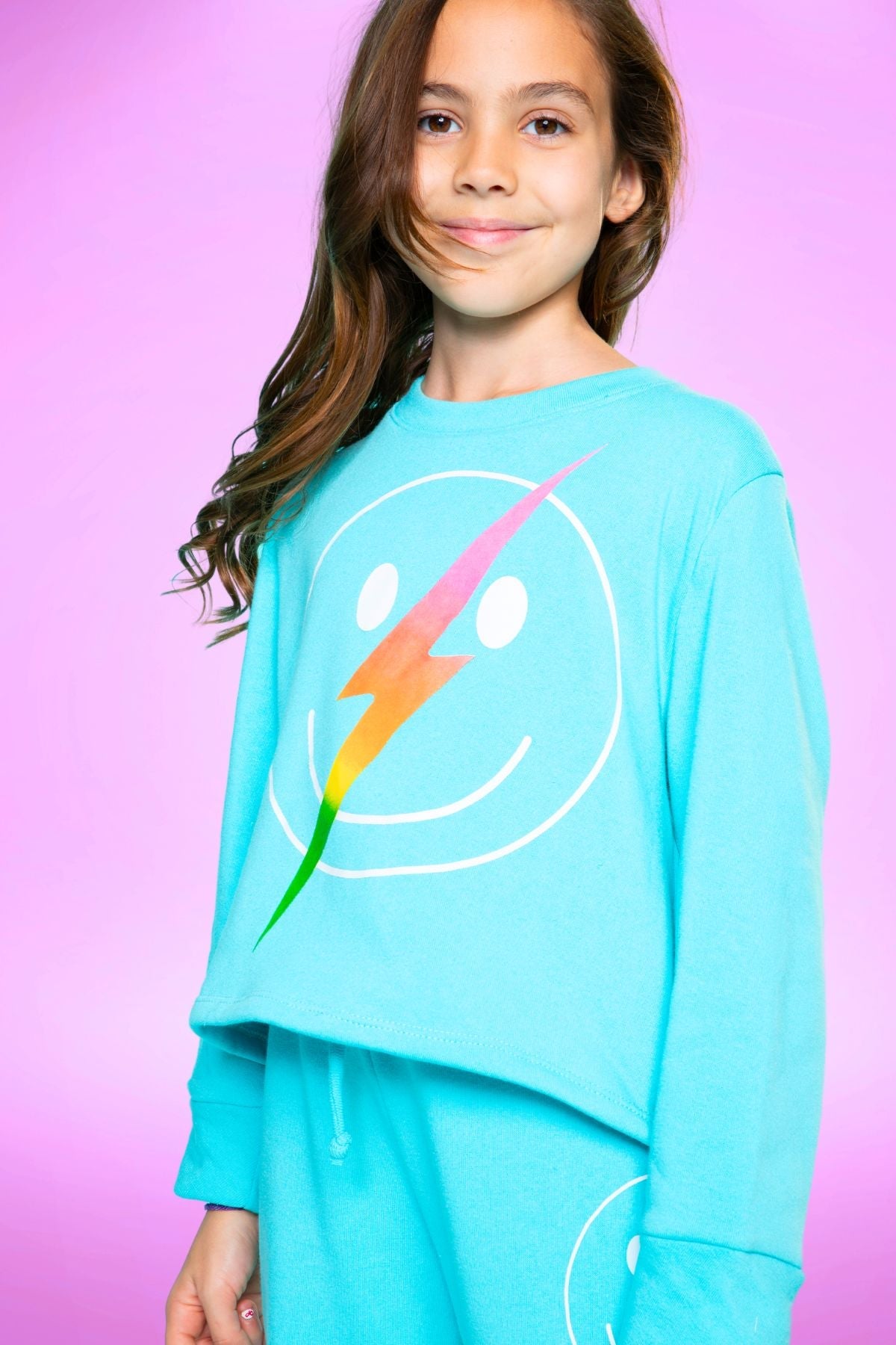 Cotton Soft French Terry Easy Crew Sweatshirt - Black Rainbow Bow
