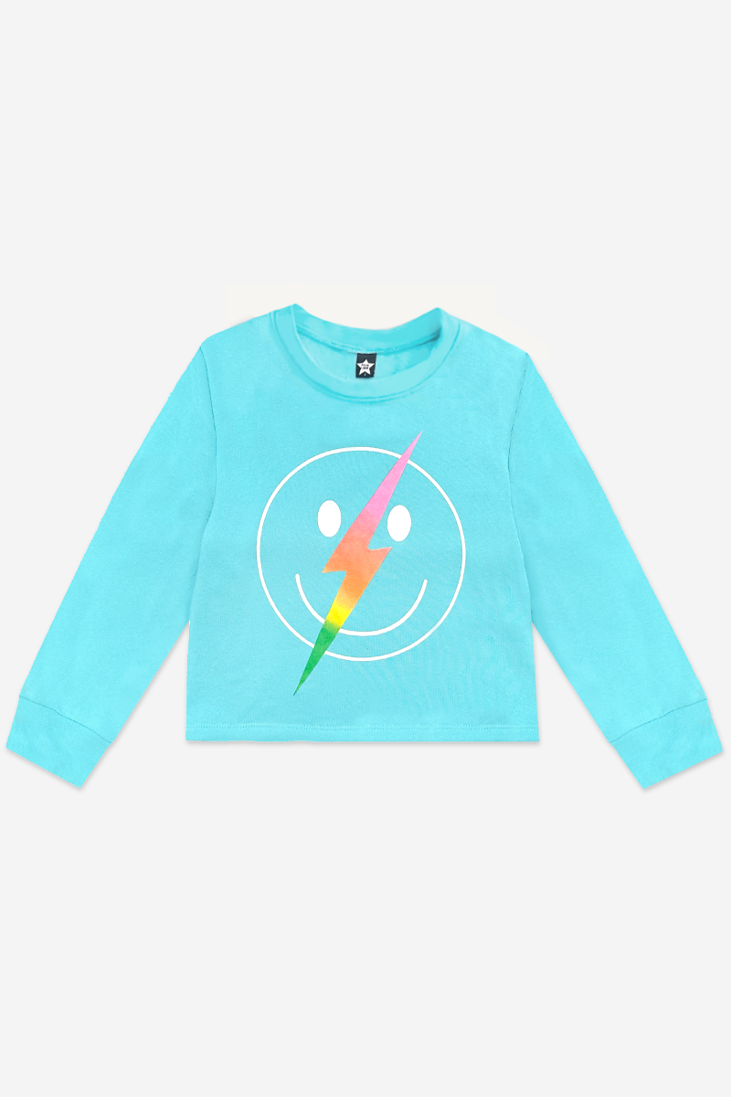 Cotton Soft French Terry Easy Crew Sweatshirt - Black Rainbow Bow