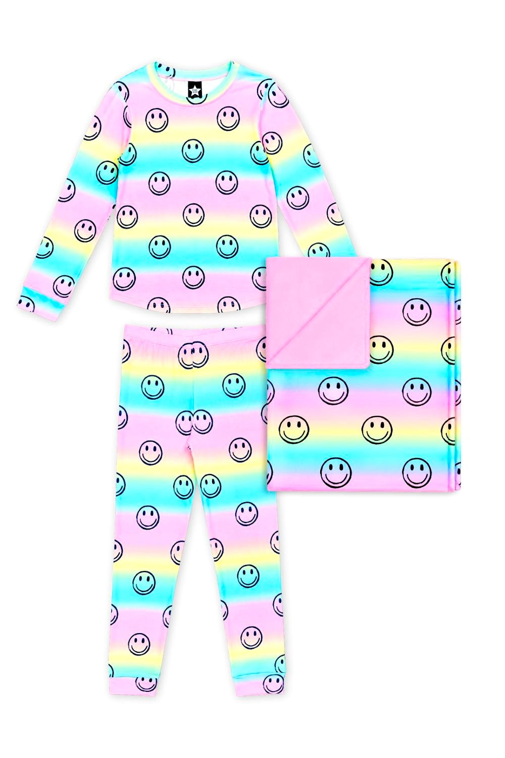 Gift Set - Slim Lounge Set & Cozy Blanket - Pink Rainbow Unicorn - NEW!