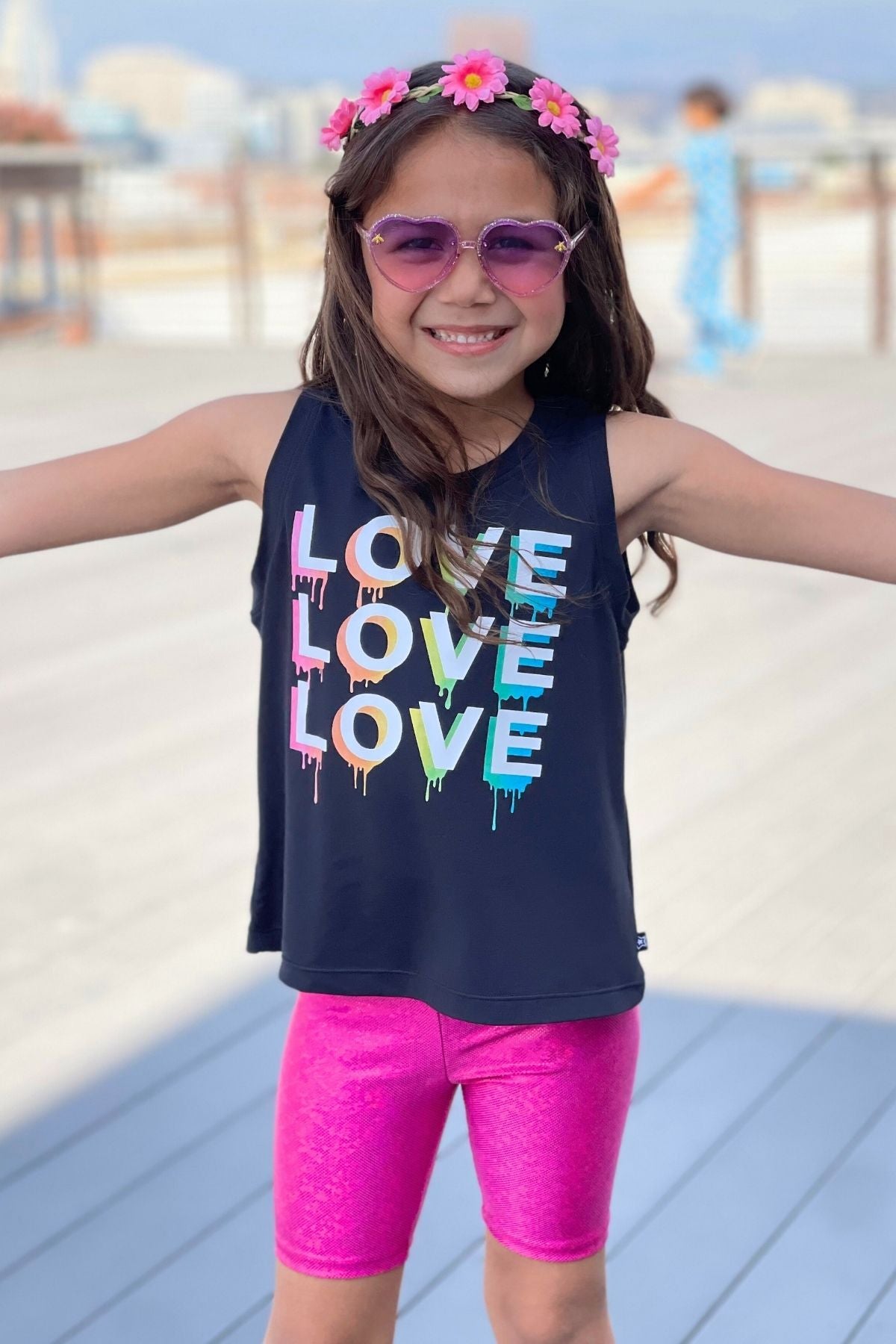 High Shine Biker Short - Silver Rainbow Gummy Bear