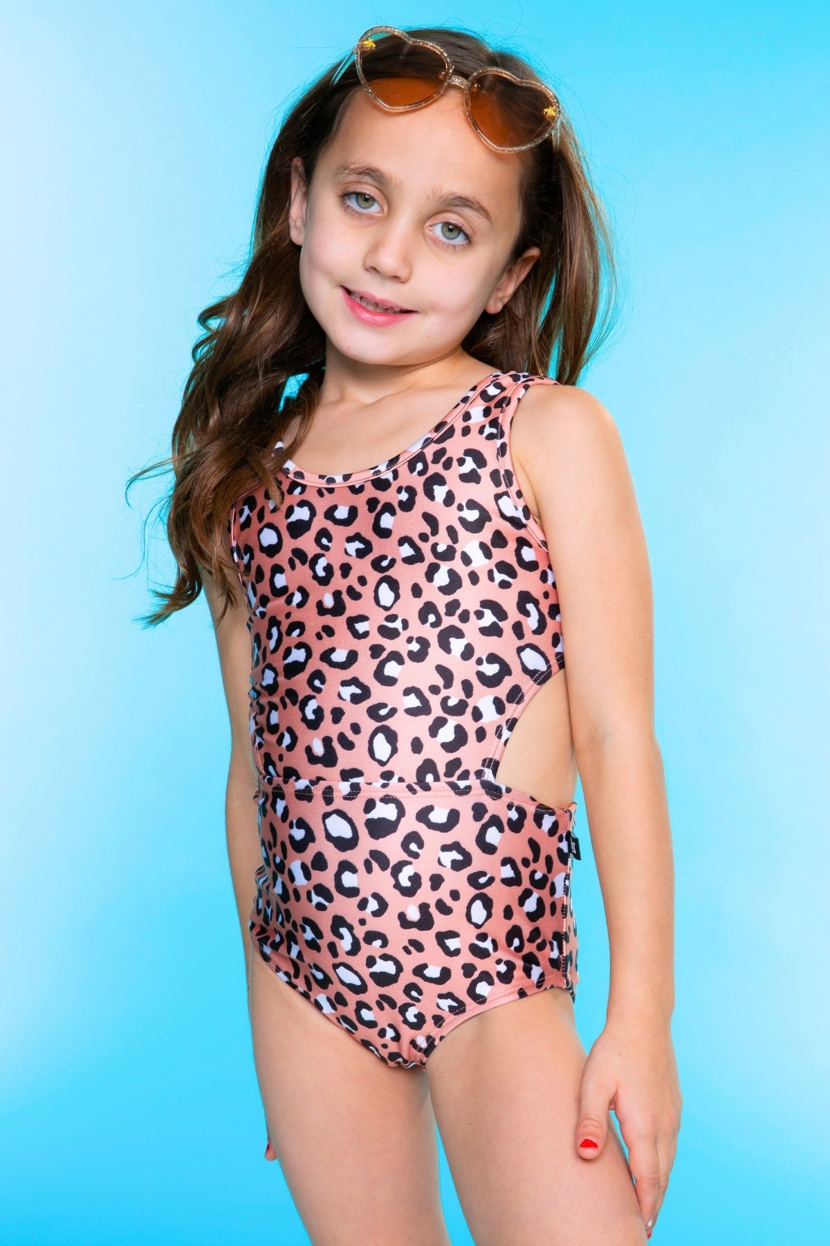 High Shine One Piece Cutout Swimsuit - Taupe Leopard