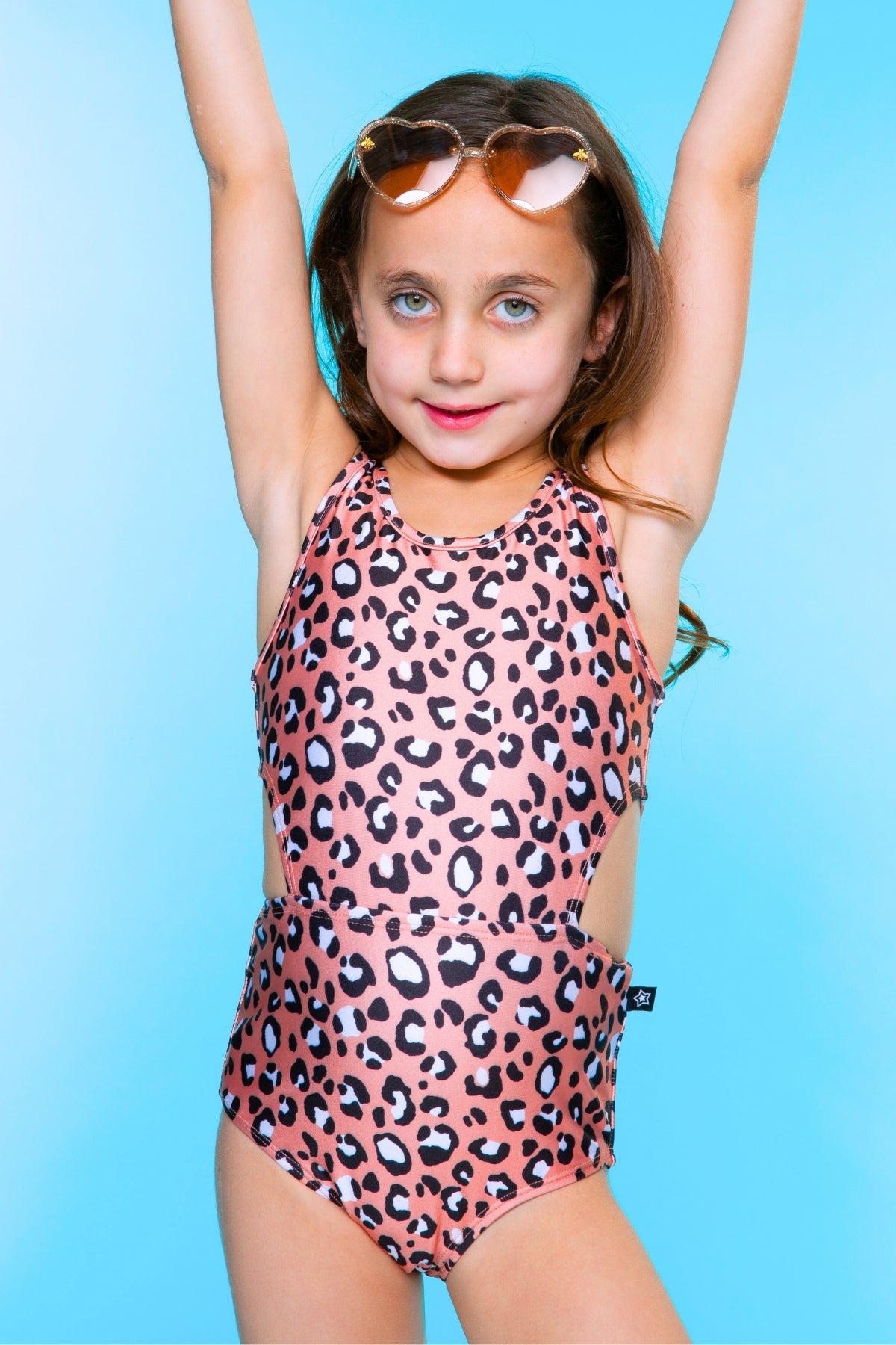 High Shine One Piece Cutout Swimsuit - Taupe Leopard