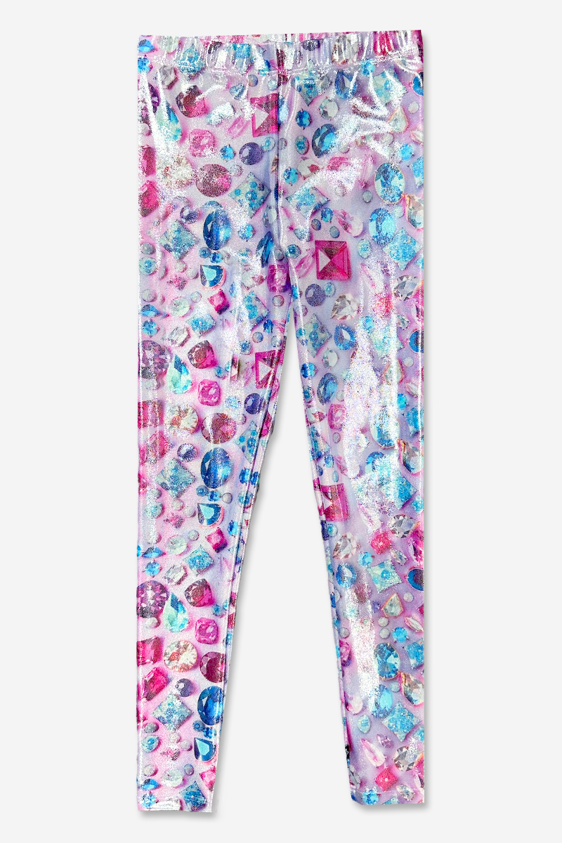 Glitter Foil High Shine Legging - Black Sparkle Rainbow Gummy Bear