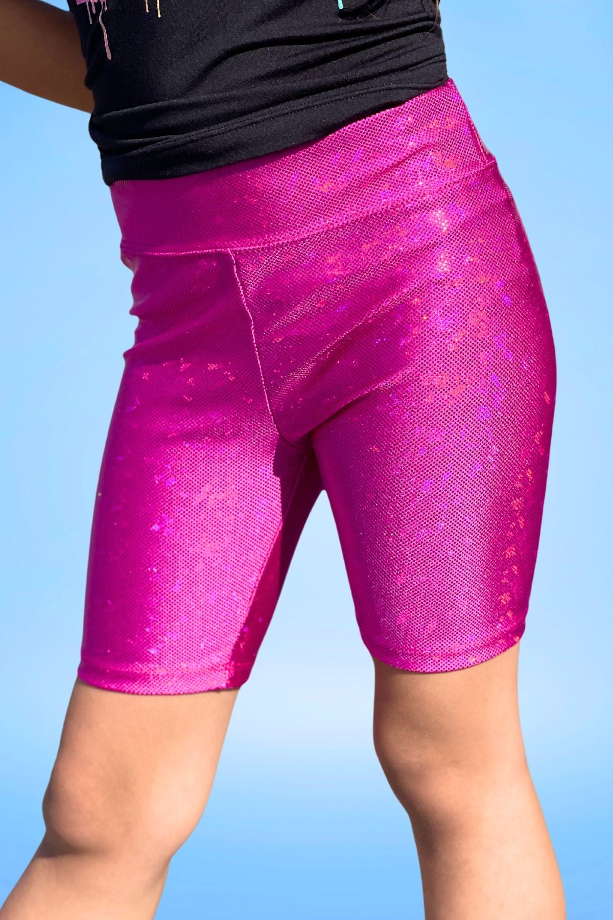 High Shine Biker Short - Silver Rainbow Gummy Bear