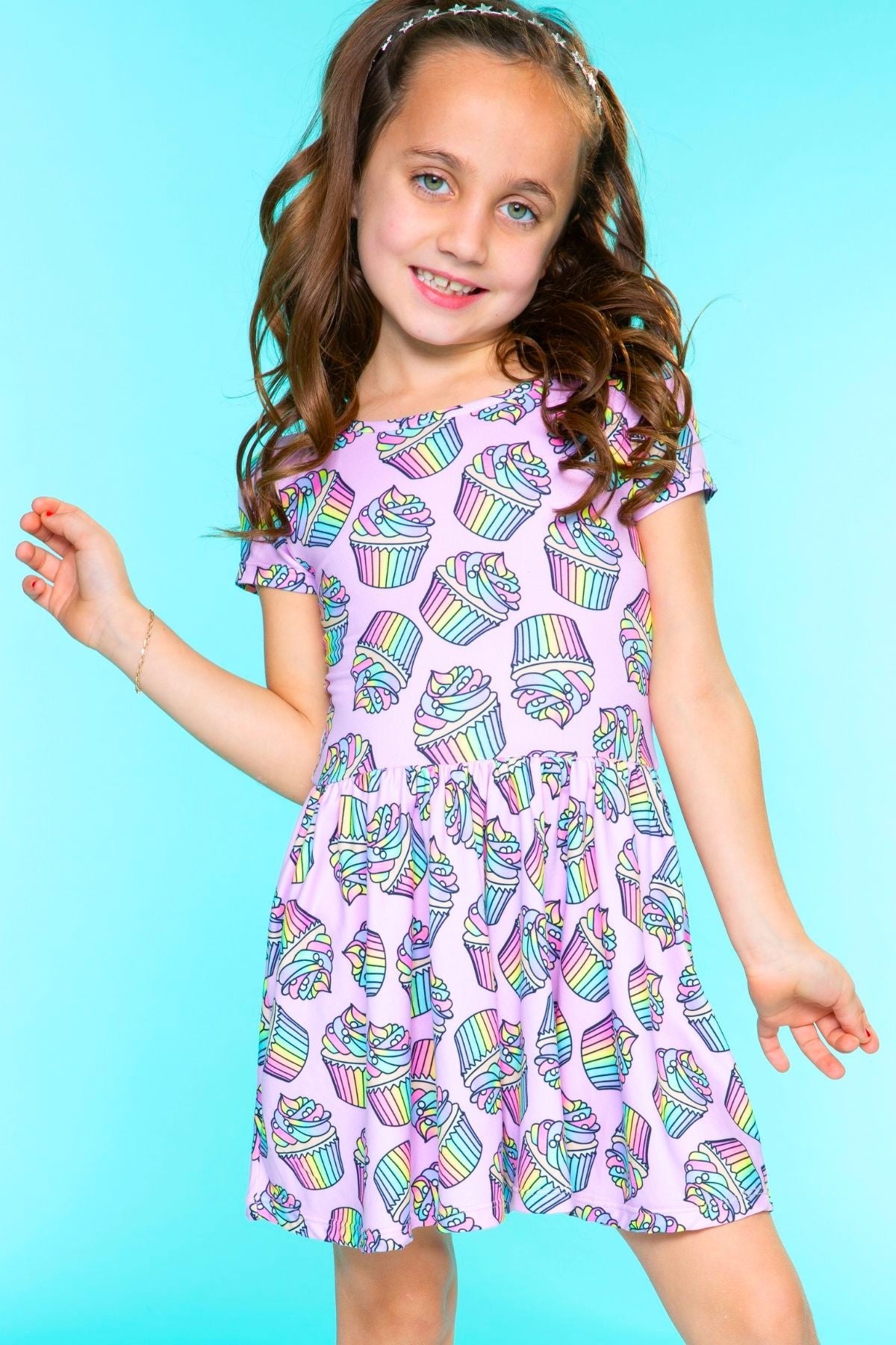 Simply Soft Short Sleeve Be Happy Dress - Tie Dye Rainbow Donuts - NEW!