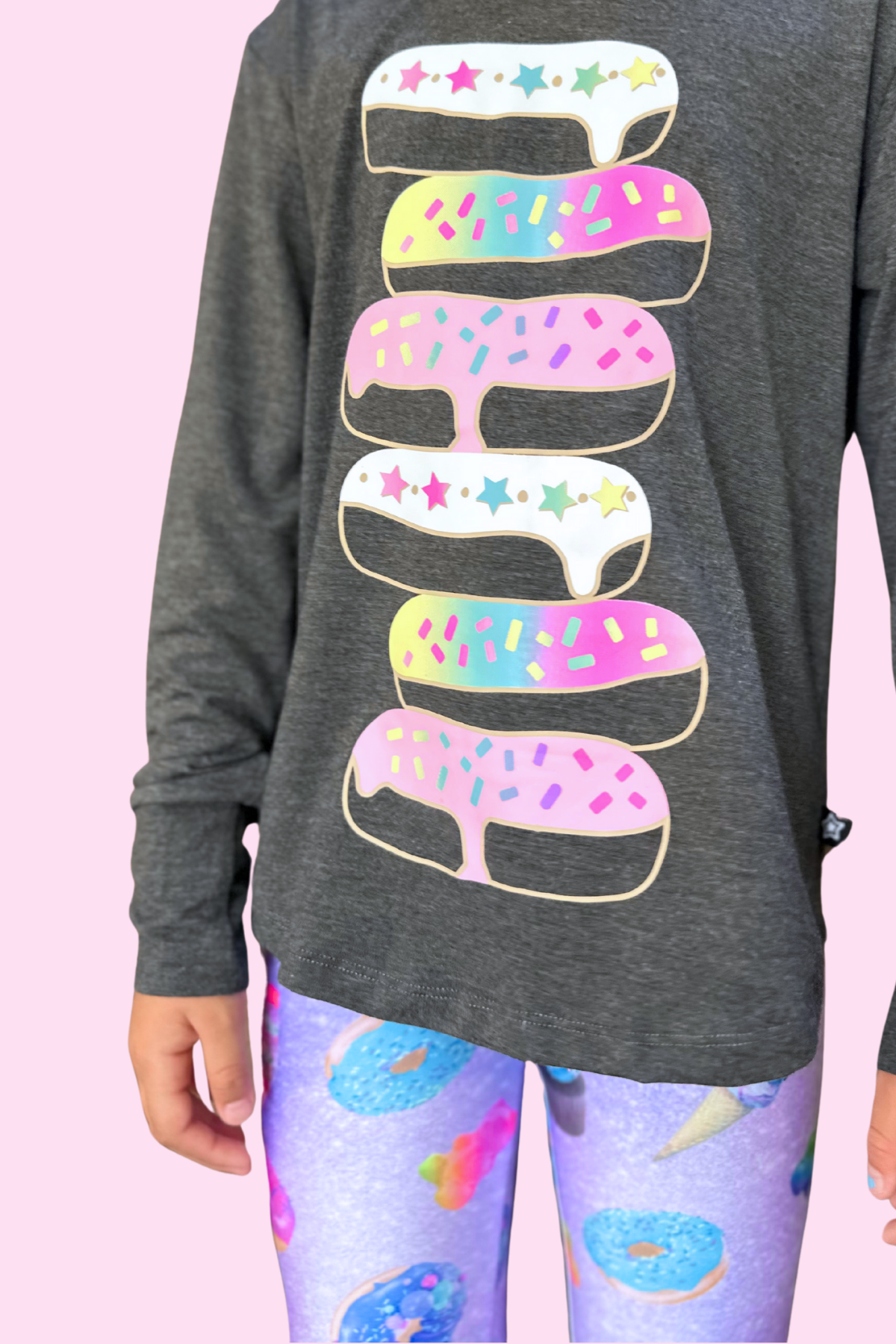 Modal Long Sleeve Shirttail Top - Black Ombre Emojis