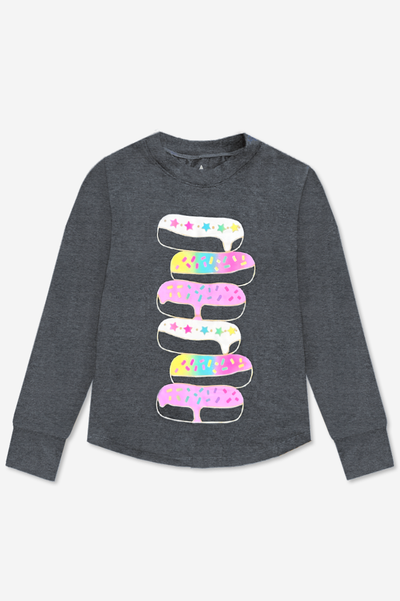 Modal Long Sleeve Shirttail Top - Black Ombre Emojis