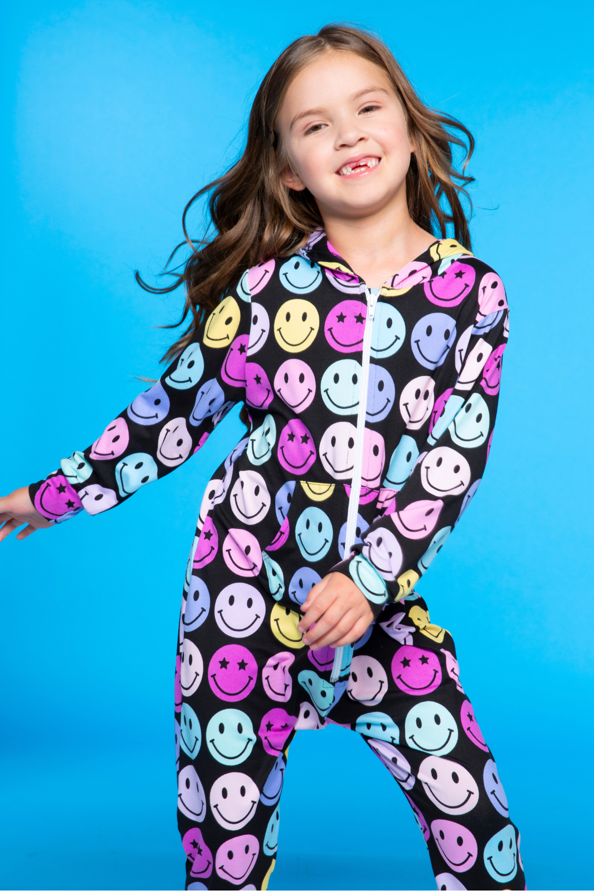 Simply Soft Hooded Zip Onesie - Pink Rainbows