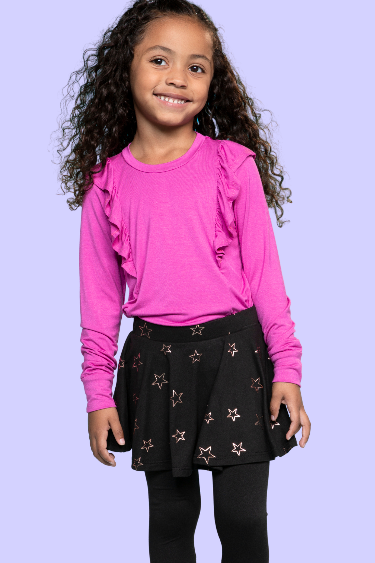 Simply Soft Skater Legging - Rainbow Star Black