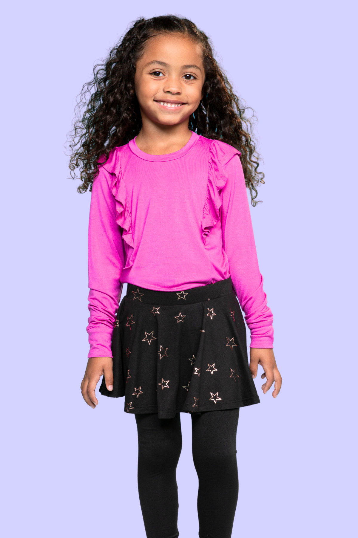 Simply Soft Skater Legging - Rainbow Star Black