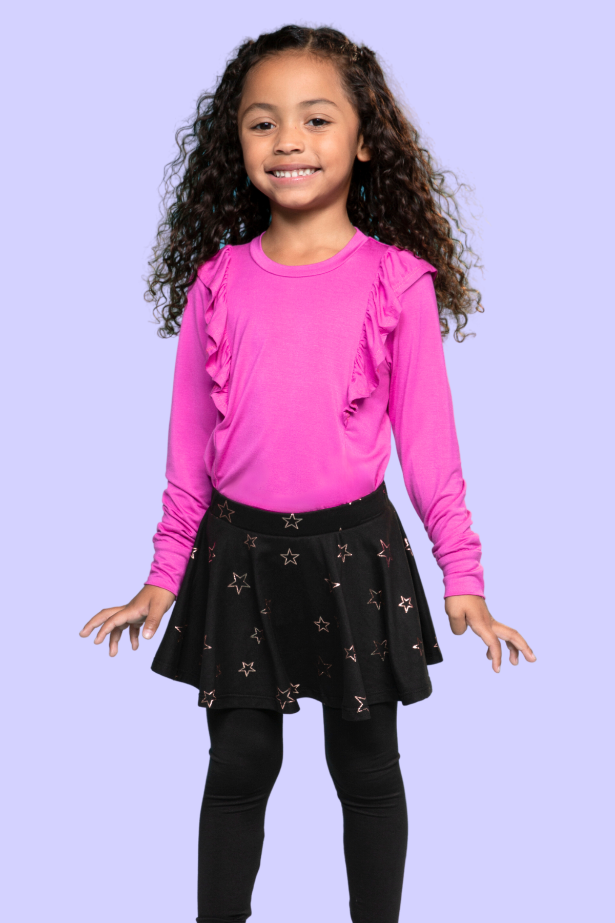 Simply Soft Skater Legging - Rainbow Star Black