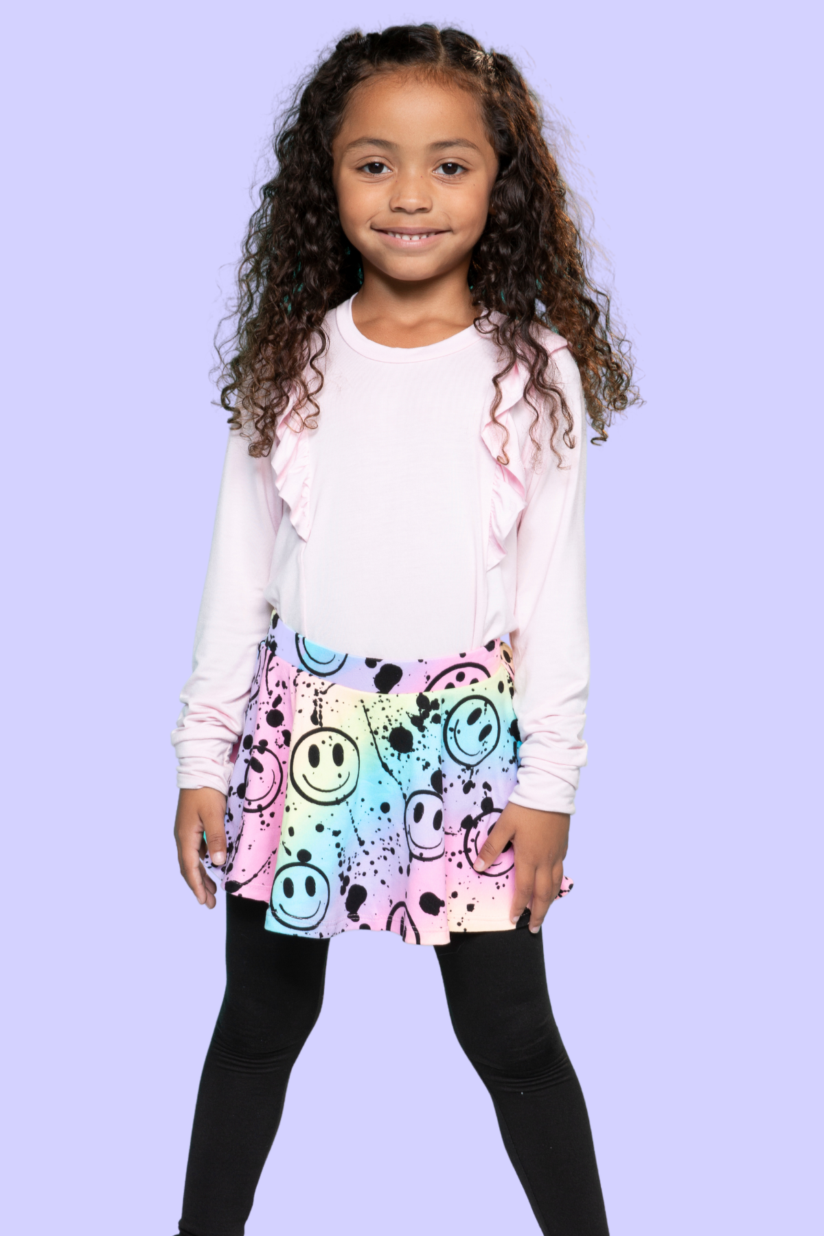 Simply Soft Skater Legging - Rainbow Star Black