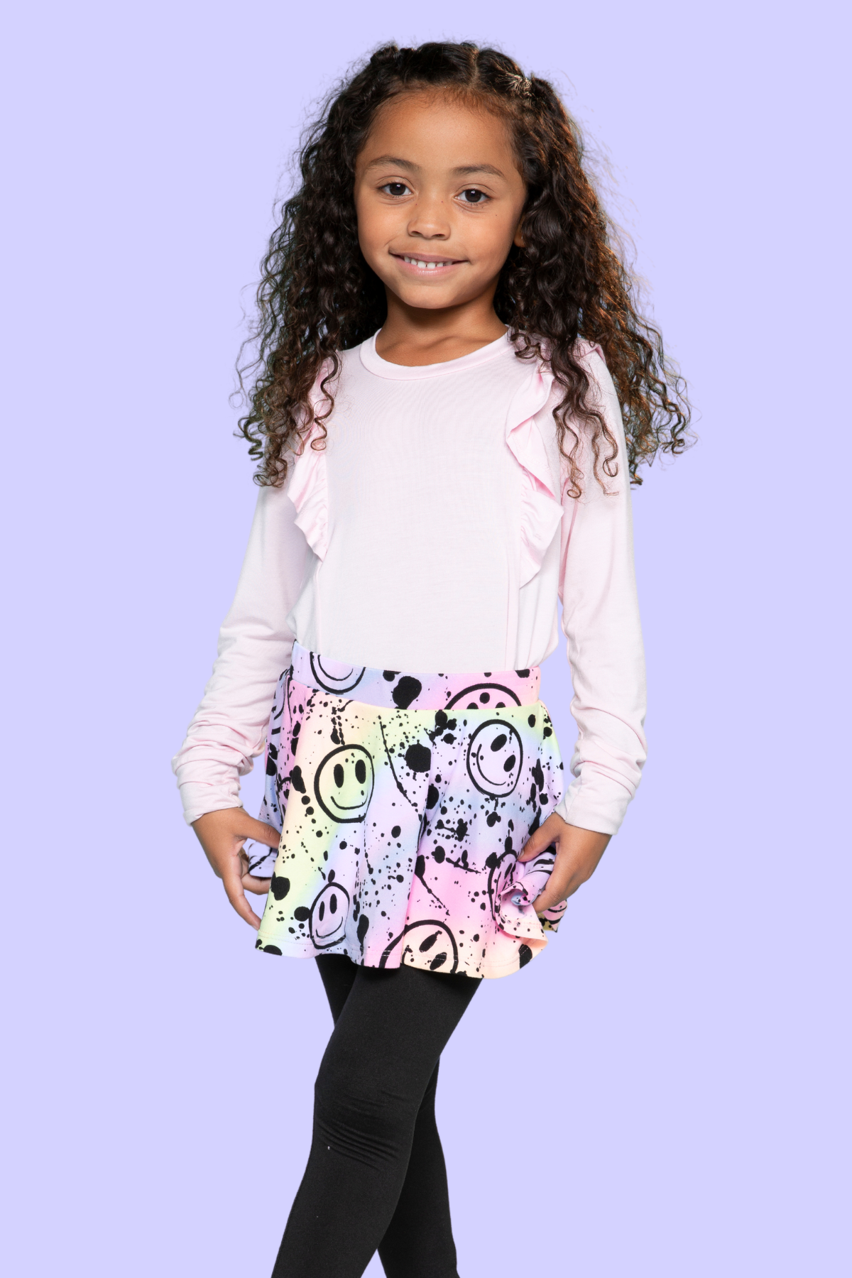 Simply Soft Skater Legging - Rainbow Star Black