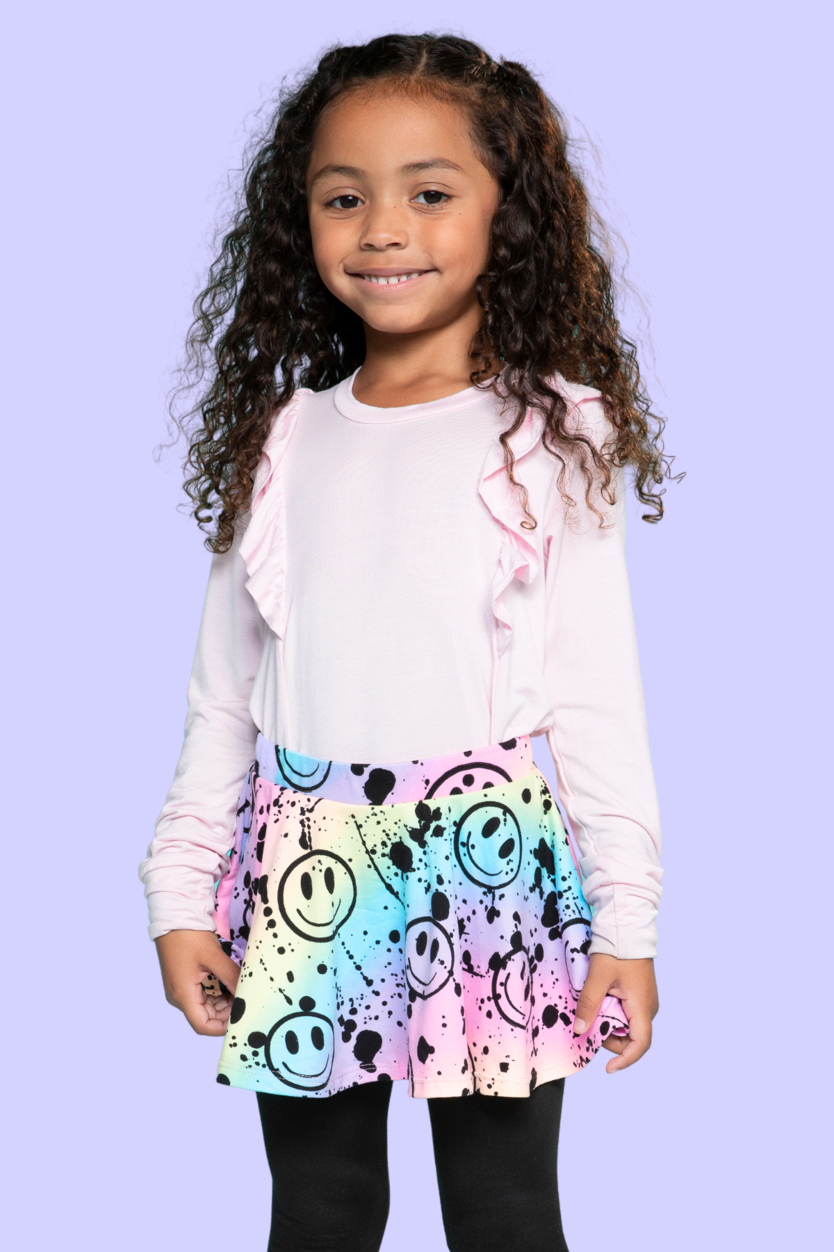 Simply Soft Skater Legging - Rainbow Star Black