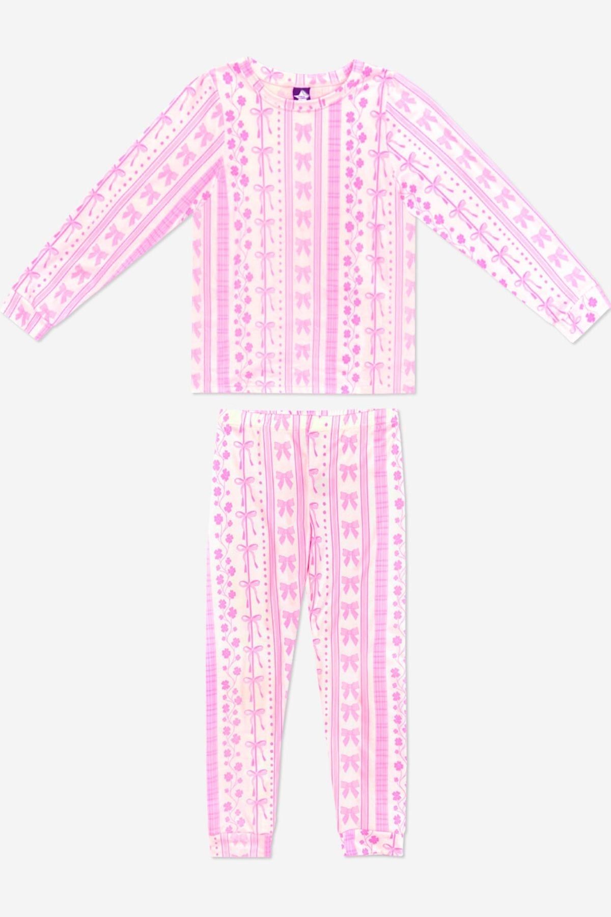 Simply Soft Long Sleeve Crew & Slim Lounge Bottom - Pink Red Cherries